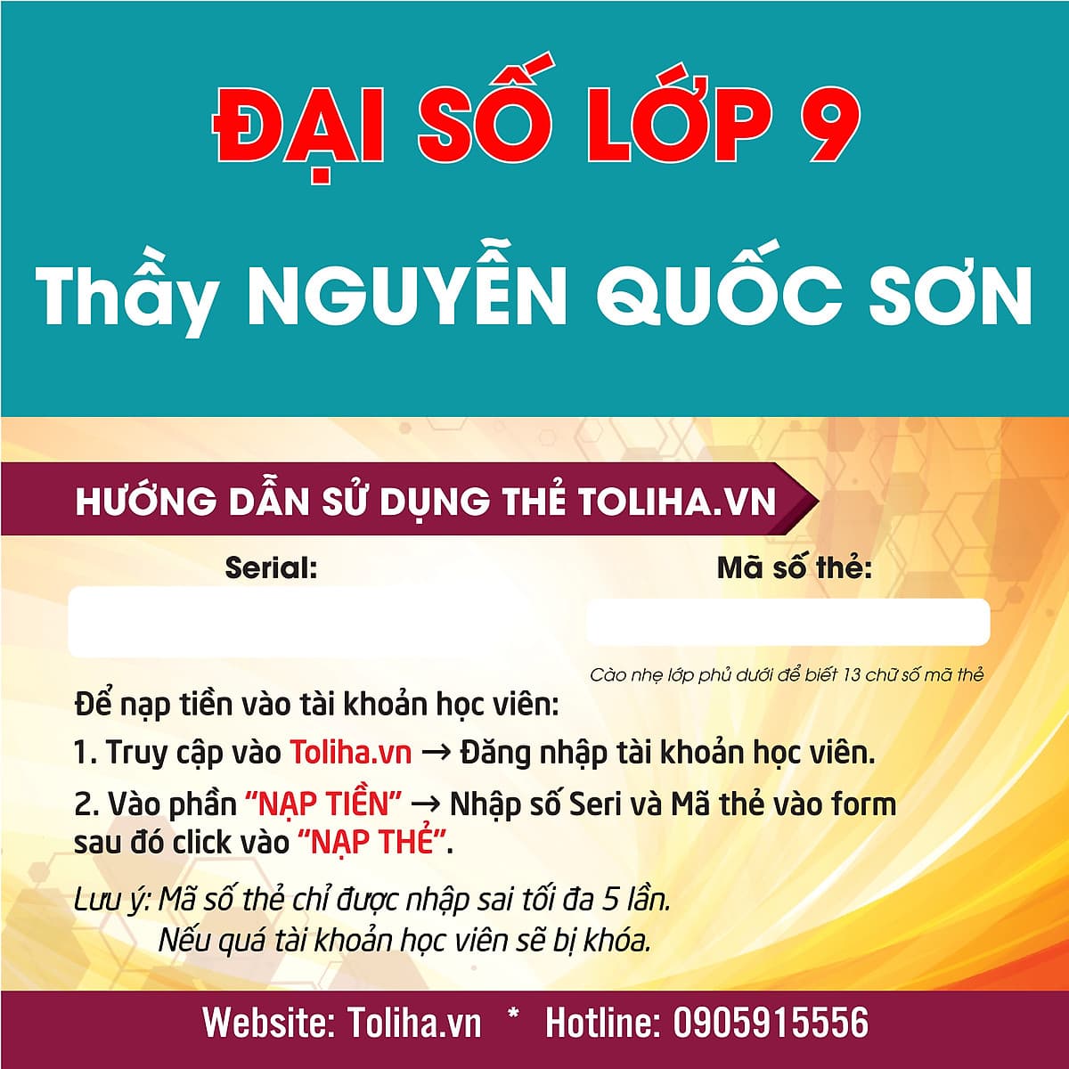 Khóa học ĐẠI SỐ 9 - CƠ BẢN + NÂNG CAO thầy Quốc Sơn - 06 tháng
