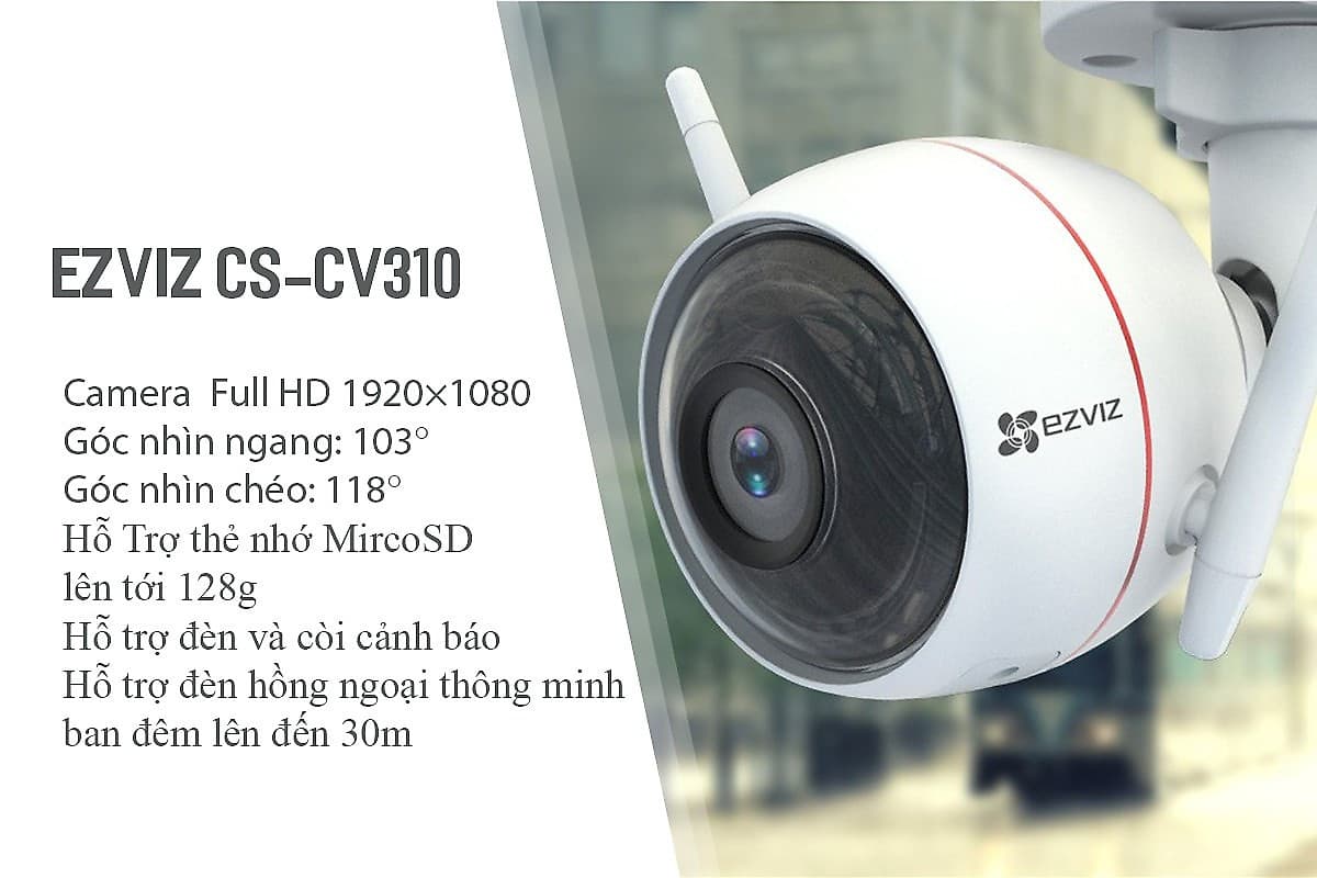 Camera Wifi Ngoài Trời Ezviz C3W 2MP 1080p (CS-Cv310) Color Night Vision - Phiên Bản Mới Hình Ảnh Có Màu Ban Đêm - Hàng Chính Hãng