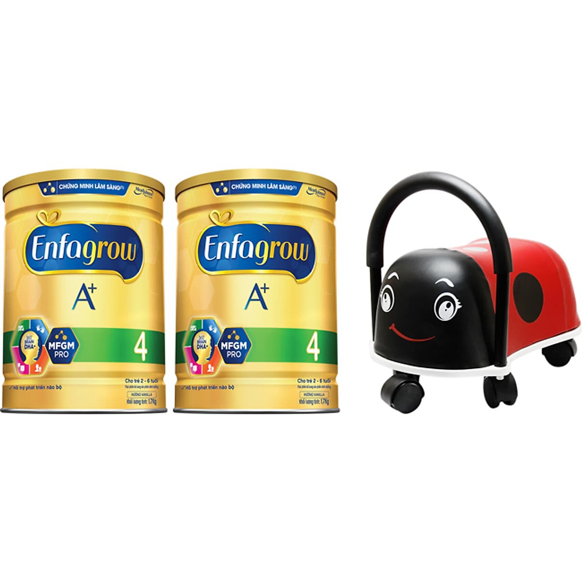 Combo 2 lon sữa bột Enfagrow A+ 4 1.7kg - Tặng xe chòi chân con ong (Màu ngẫu nhiên)