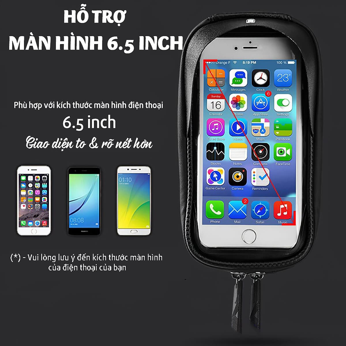 Hộp Túi Treo Khung Gắn Sườn Trước Xe Đạp Có Giá Đỡ Đựng Điện Thoại Màn Hình Cảm Ứng Dưới 6.5 Inch Chống Thấm Nước Mai Lee Cycling - Hàng Chính Hãng