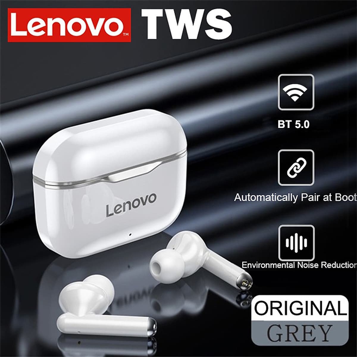 Tai nghe thể thao không dây Lenovo LP1 TWS Bluetooth 5.0 True Wireless cảm ứng thông minh chống thấm IPX4