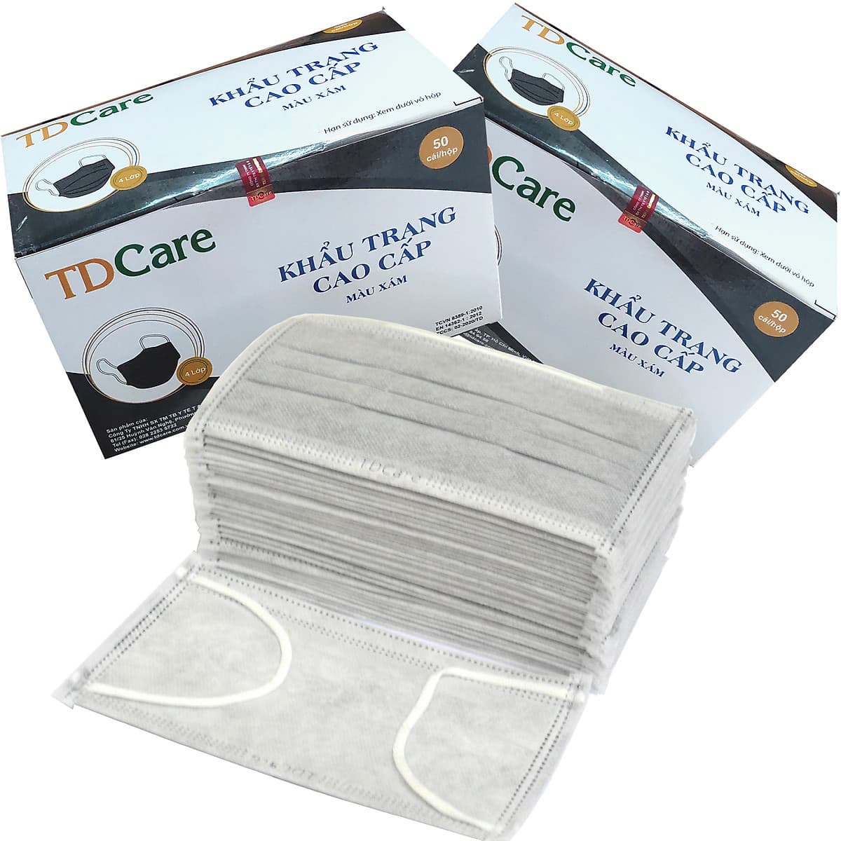 BỘ 2 HỘP KHẨU TRANG Y TẾ TDCare -4 LỚP (XANH/ TRẮNG/ XÁM)