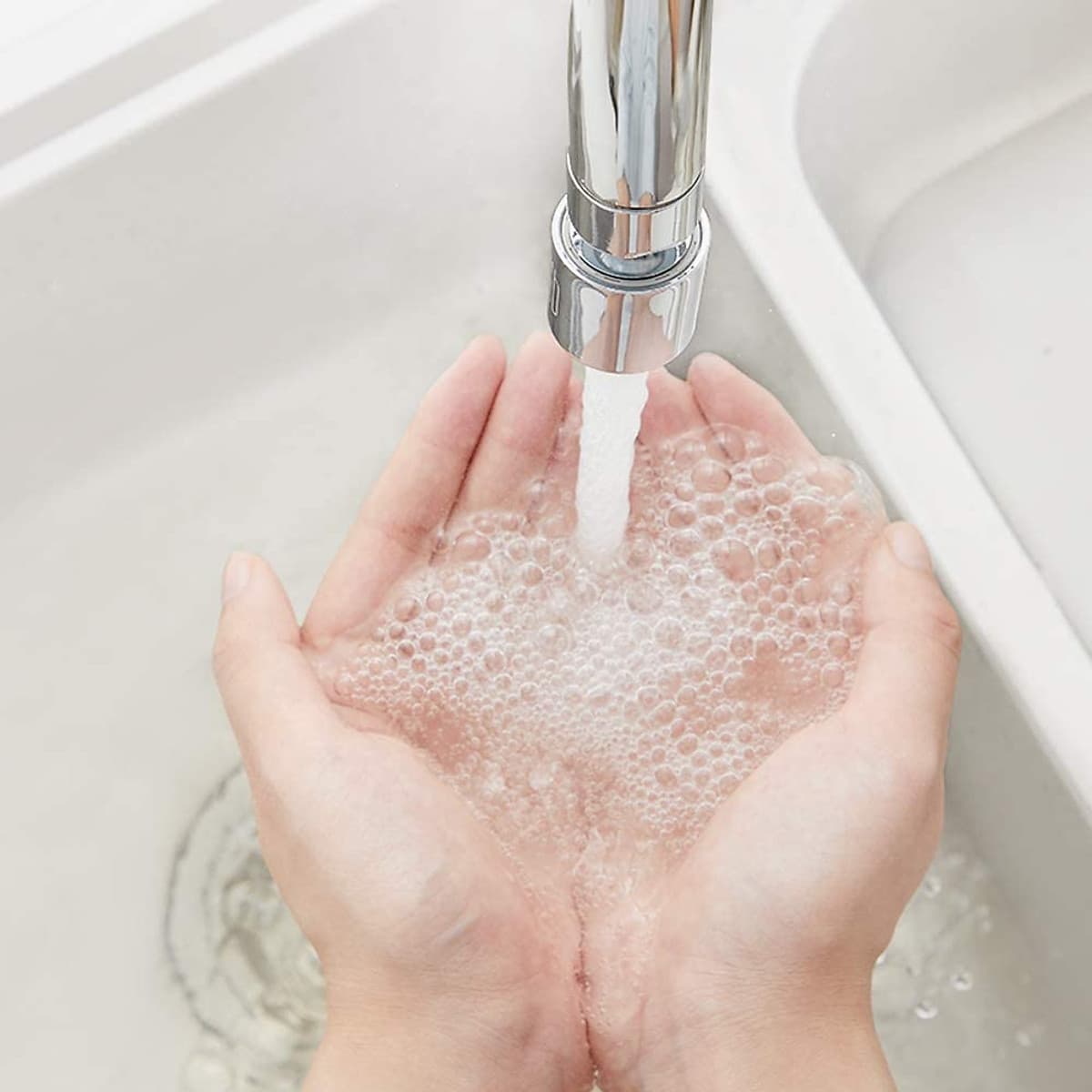 Đầu gắn vòi nước tăng áp, xoay 360 độ, hai chế độ nước, bằng đồng thau Waternymph ASQPQ034-N0020 (kèm bộ Ren chuyển đổi 6 món cho tất cả các loại vòi nước tiêu chuẩn)