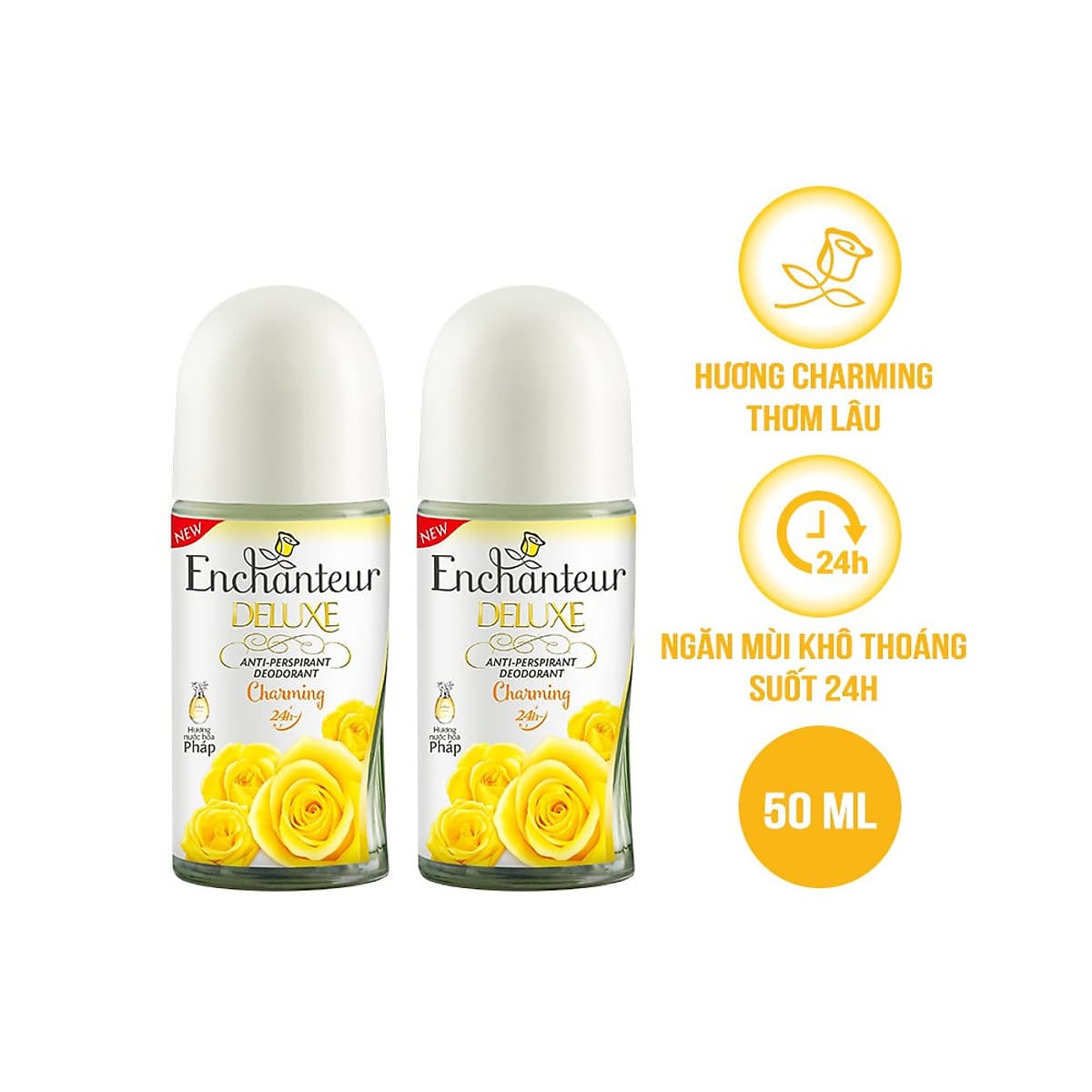 Combo 2 Lăn khử mùi nước hoa Enchanteur Charming 50ml/ Chai