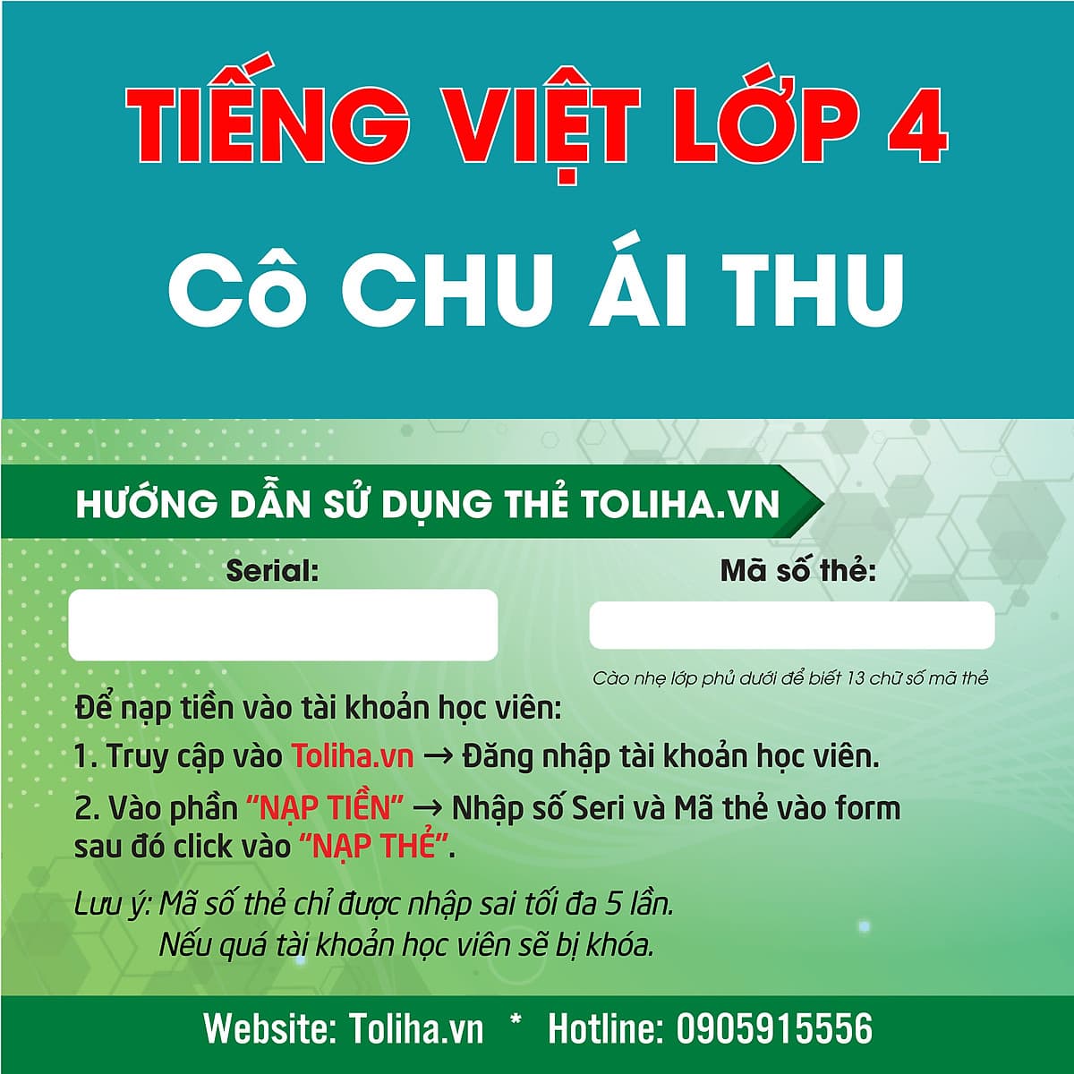 Khóa học TIẾNG VIỆT LỚP 4 - Cô Chu Ái Thu - 03 tháng