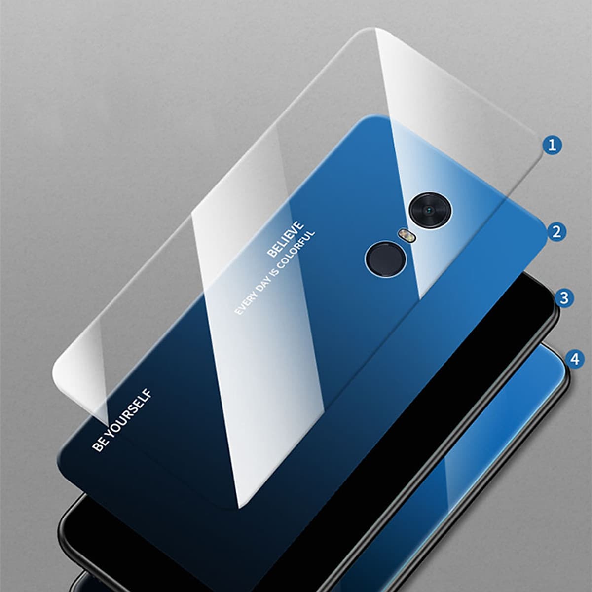 Ốp lưng cho Xiaomi Redmi 5 Plus gương cứng 2 màu Gradient Ver 2 , viền TPU dẻo đen