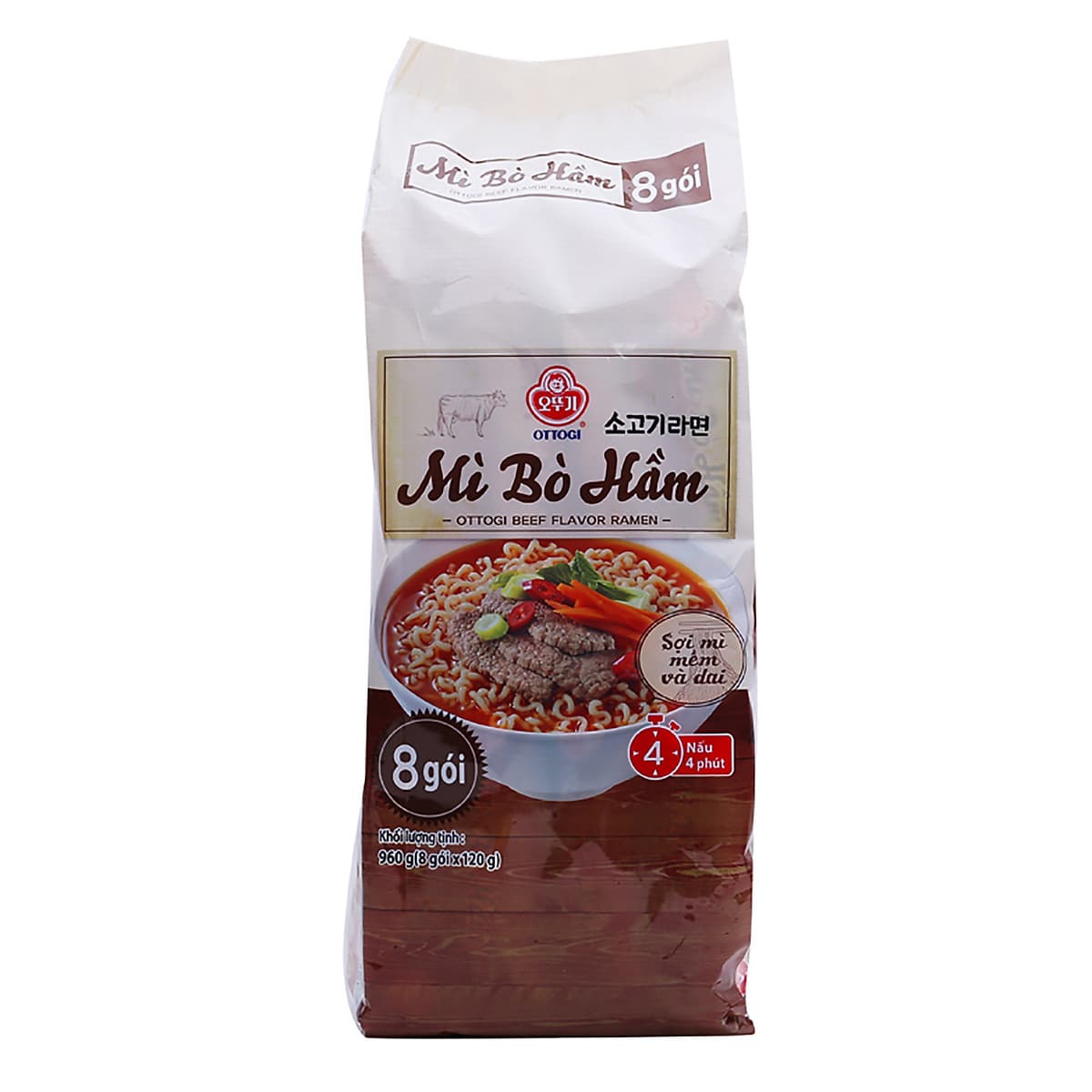 Mì Bò Hầm Ottogi 120G (Lốc 8 Gói)