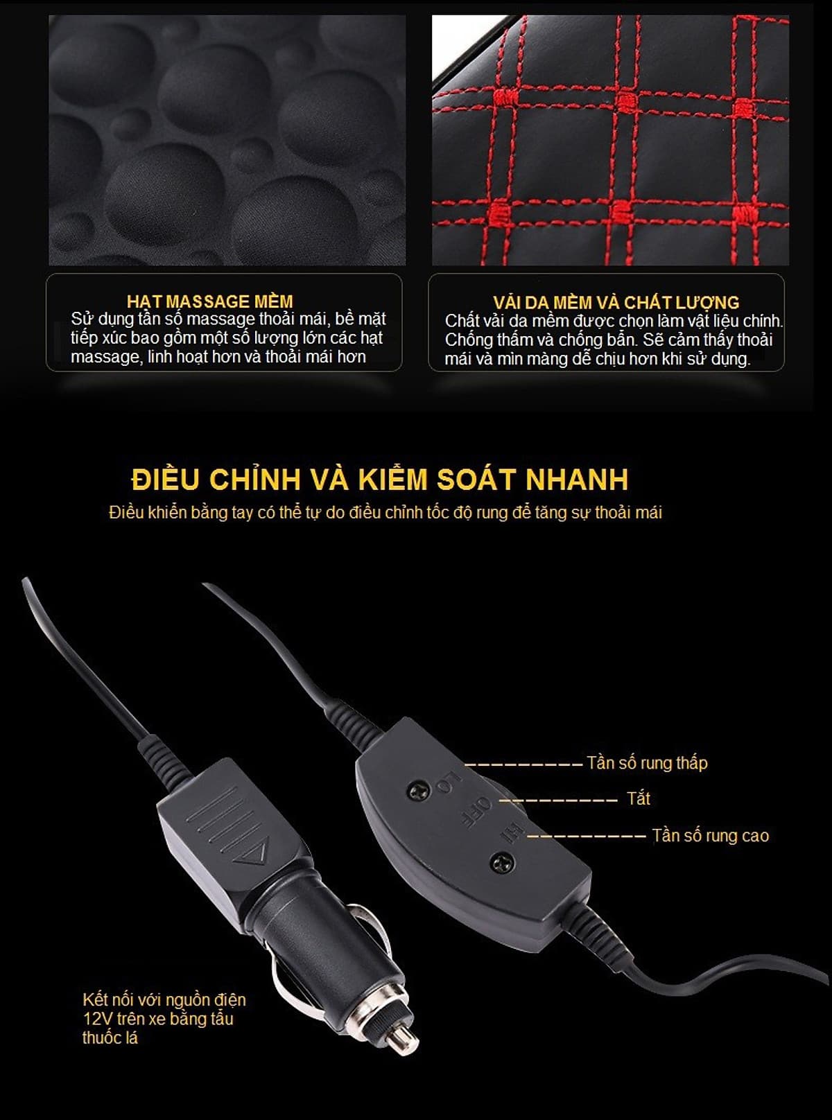 Combo Đệm Tựa Lưng Massage Và Gối Tựa Đầu Xe Hơi ( Ô Tô ) Chống Mỏi Cổ - Hàng Cao Cấp - Siêu Đàn Hồi - Thiết Kế Ôm Vừa Vặn Ghế Xe Hơi - Màu Chỉ Đỏ Trang Nhã