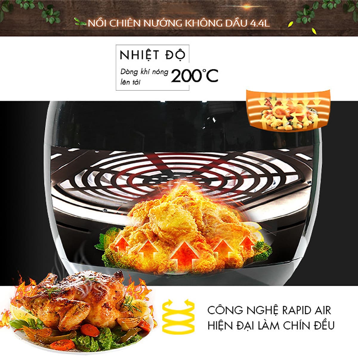 Nồi chiên không dầu cao cấp 4.4L