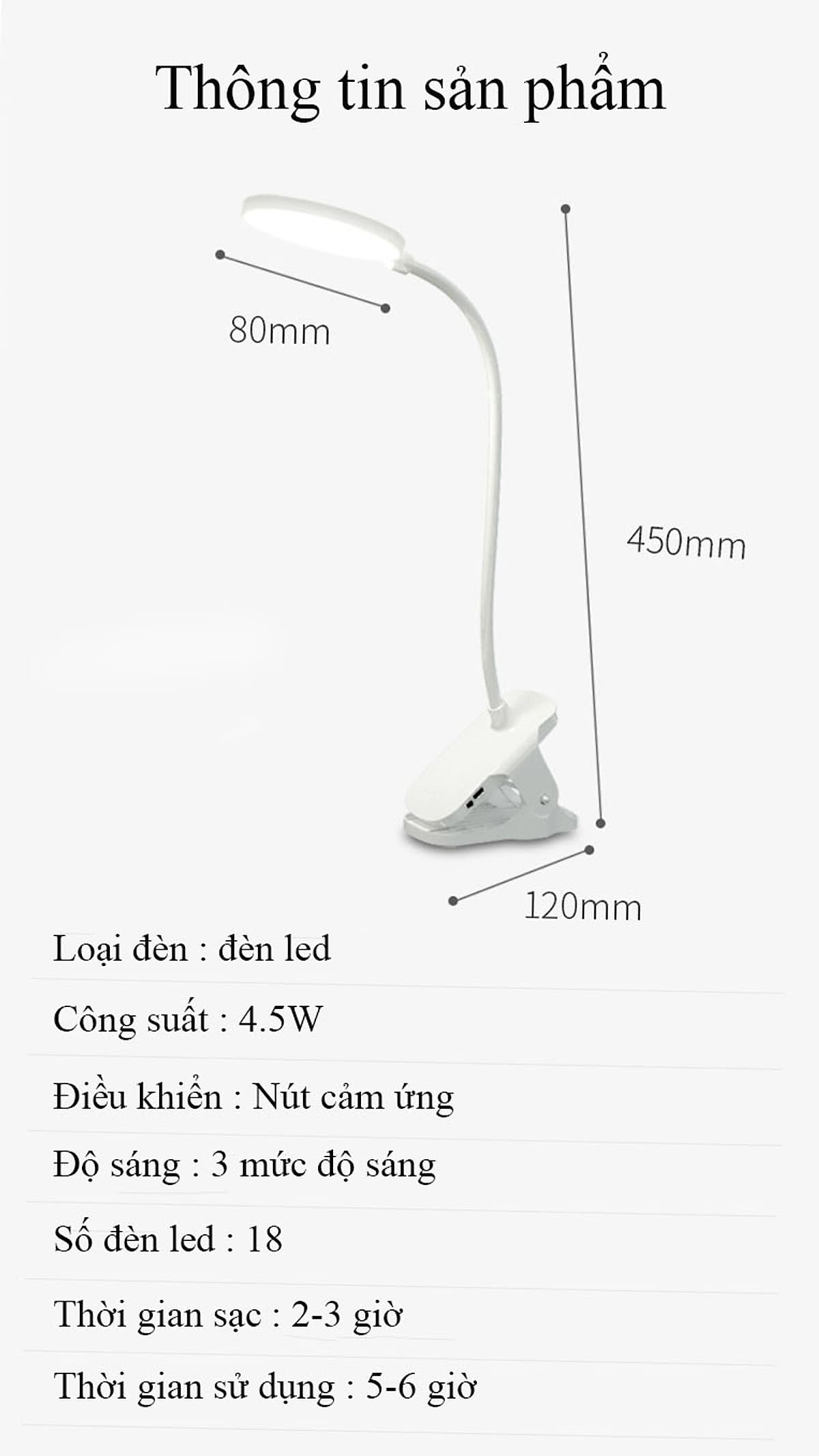 Đèn Bàn Học Đọc Sách, Làm Việc (Học Sinh, Sinh Viên, Văn Phòng) Cao Cấp Kẹp Bàn – 03 Mức Độ Ánh Sáng Vàng Bảo Vệ Mắt Chống Cận Pin 2500 mAh