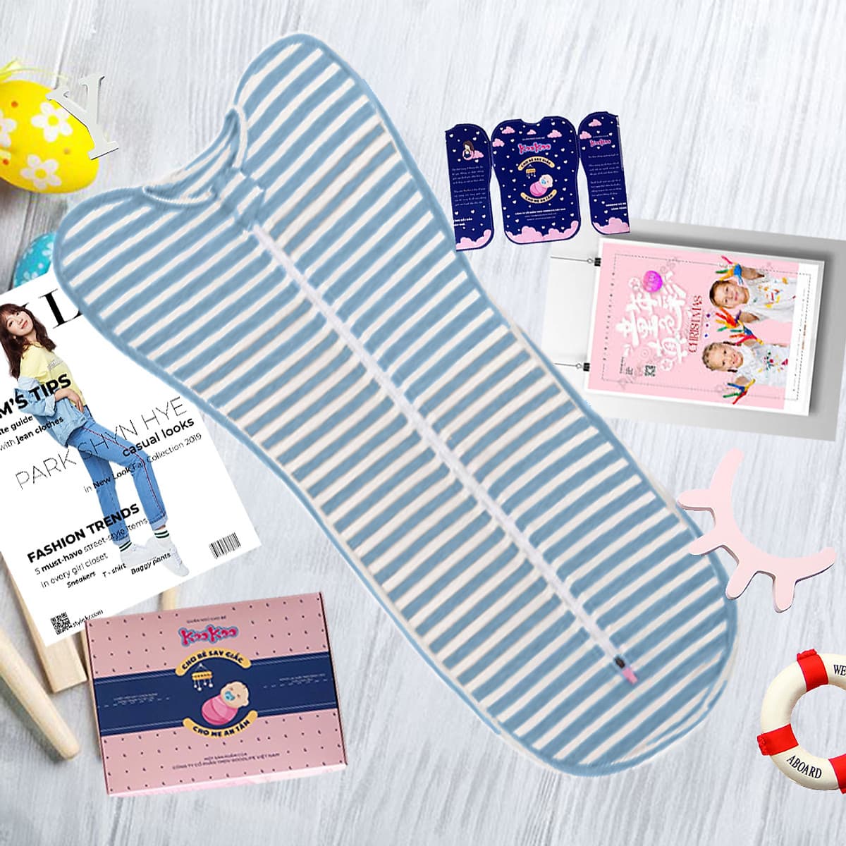 Nhộng ngủ chũn KooKoo đóng hộp cao cấp - Giúp bé ngủ ngon, sâu giấc, chống giật mình - Vải cotton co giãn 4 chiều, mềm mại thoáng mát - Có khóa kéo 2 chiều