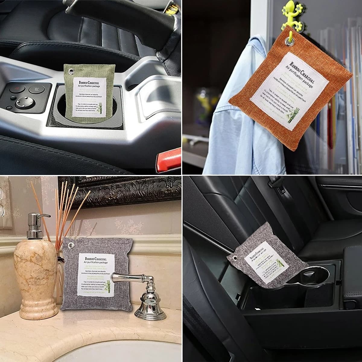 Túi Than Hoạt Tính ECODEALS Khử mùi, Chống nấm mốc, Vi khuẩn, Khí độc đến 2 năm - 100% than tre tự nhiên - 1 túi, màu ngẫu nhiên