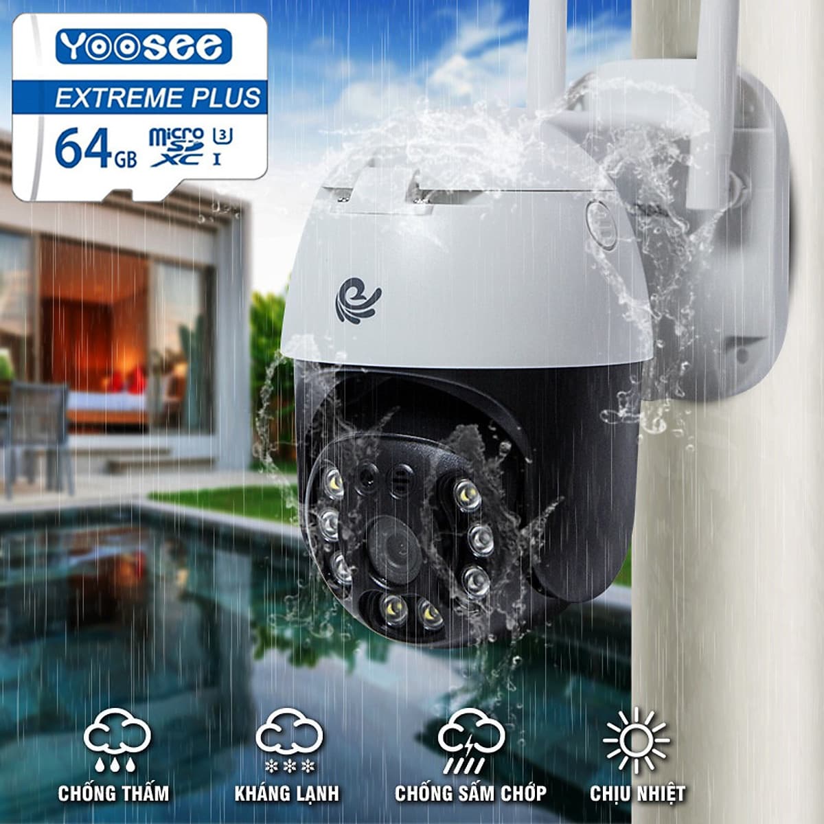 Camera Ip Wifi Ngoài Trời CareCam CC8031 Xoay 360 Độ 3.0MP Full HD 1536P - Hàng Chính Hãng