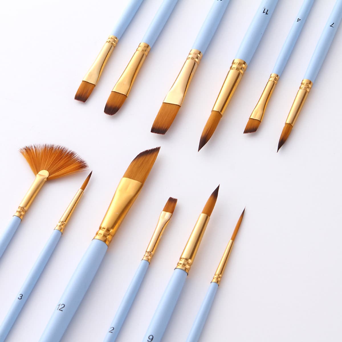 Bộ Cọ 12 Cây Chuyên Dụng Cao Cấp Để Tô Vẽ Tranh Sơn Dầu, Màu Nước, Màu Acrylic