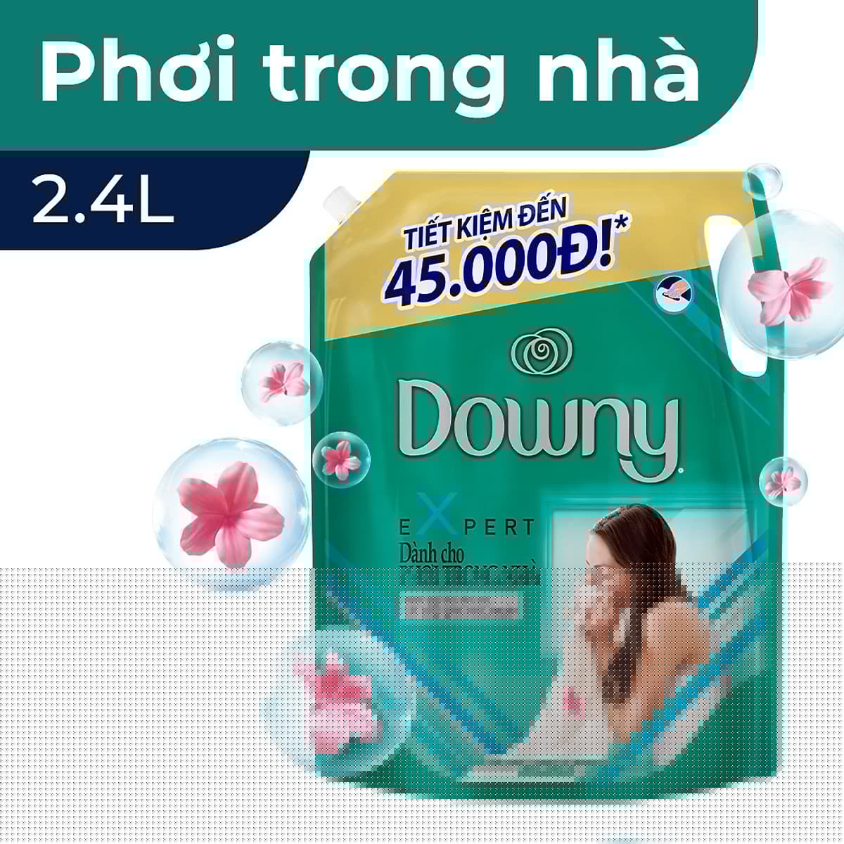 Nước Xả Vải Downy Expert Dành Cho Phơi Trong Nhà 2.4L (dạng túi)