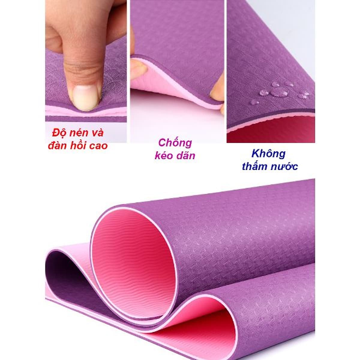 Thảm tập YOGA TPE Cao Cấp 2 lớp- 6mm dộ bám cao , chống trơn trượt 