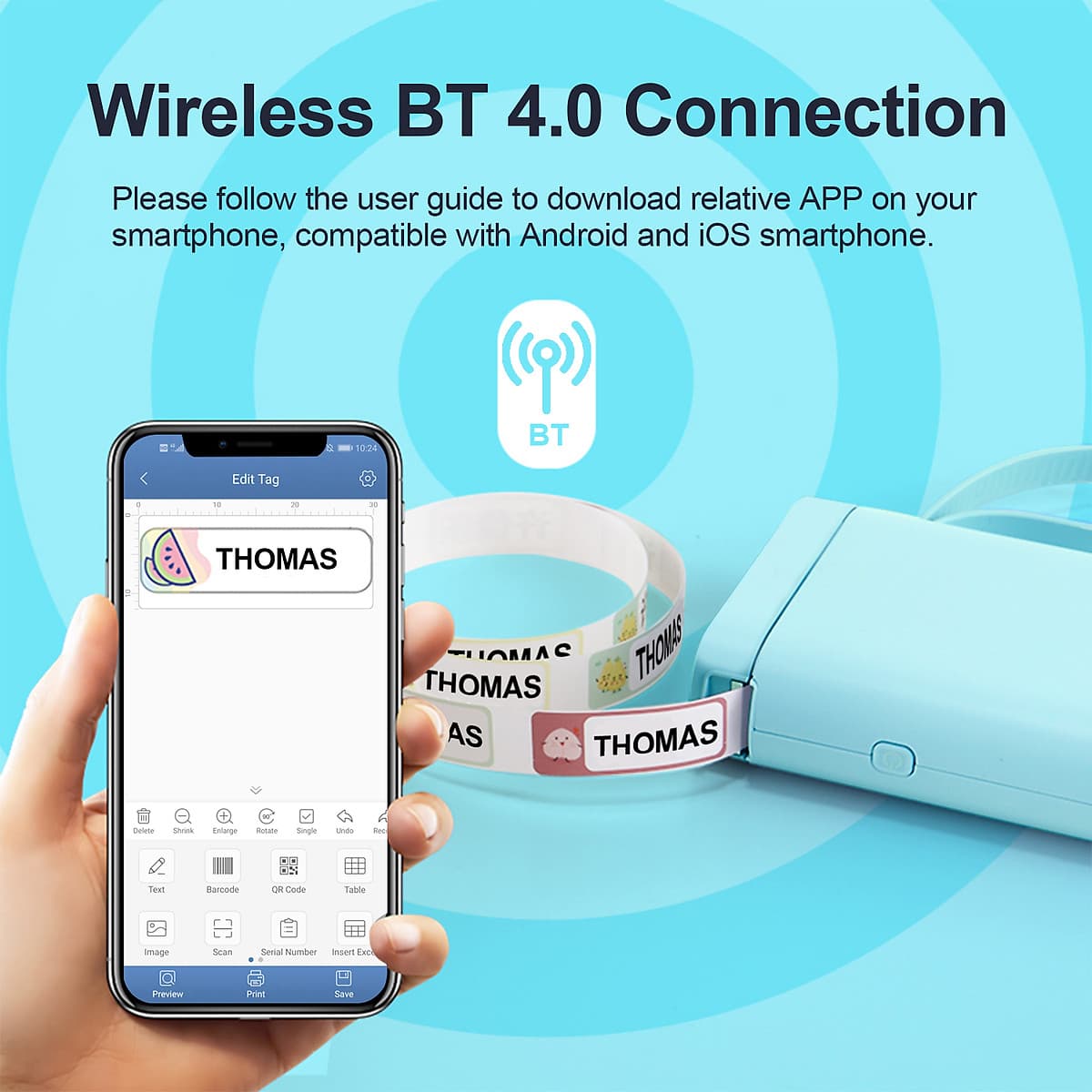  Máy In Nhãn Di Động Bỏ Túi D11 Tương Thích Với Smart Phone Hệ Điều Hành iOS Android