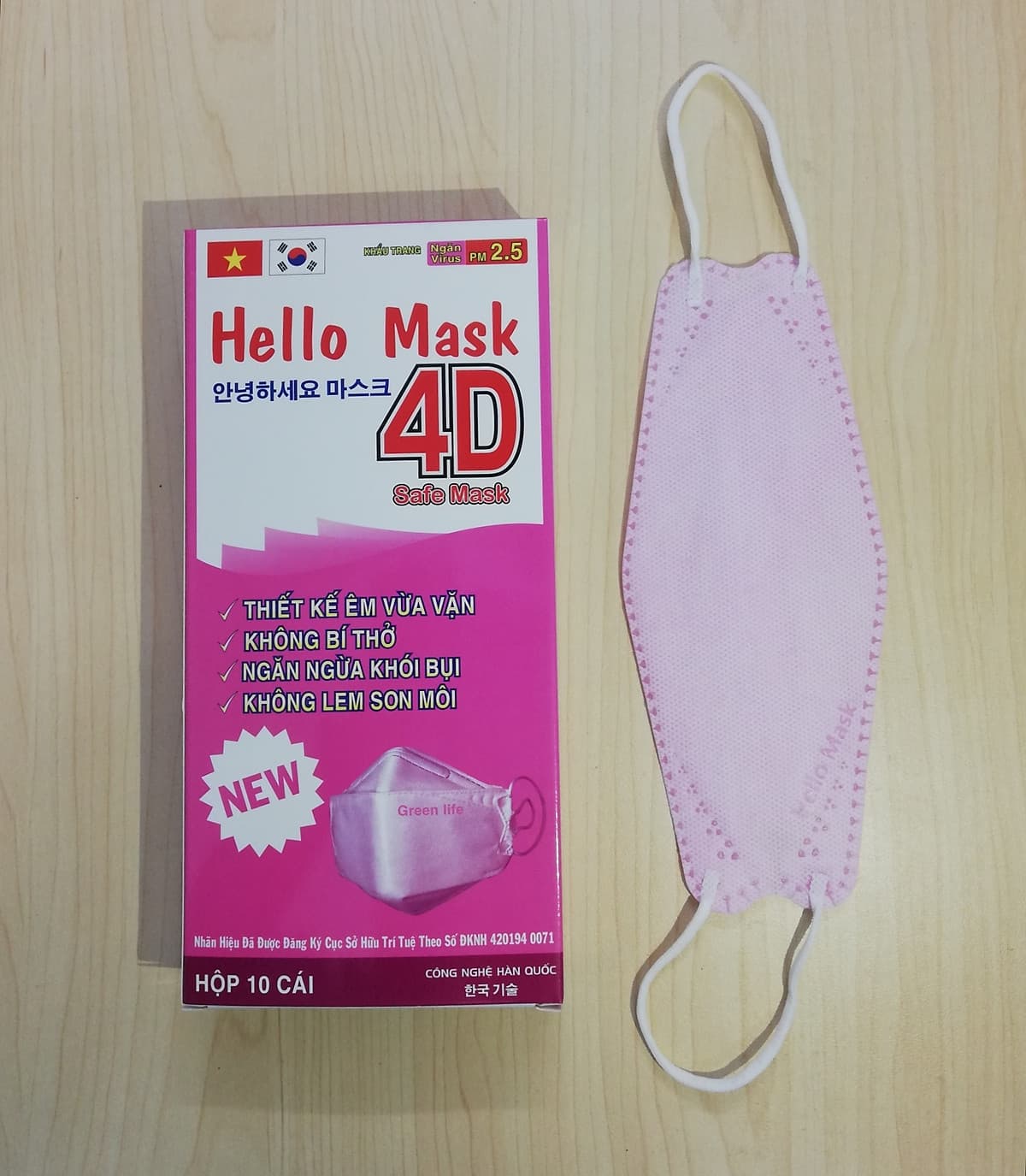 KHẨU TRANG 4D HELLO MASK VẢI KHÔNG DỆT SMS KHÁNG KHUẨN (10 cái)