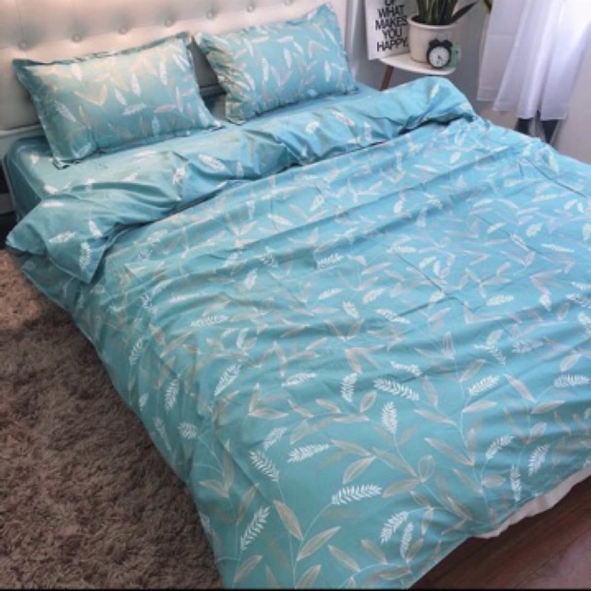 Bộ chăn ga gối cotton PL1  Lá tre xanh 
