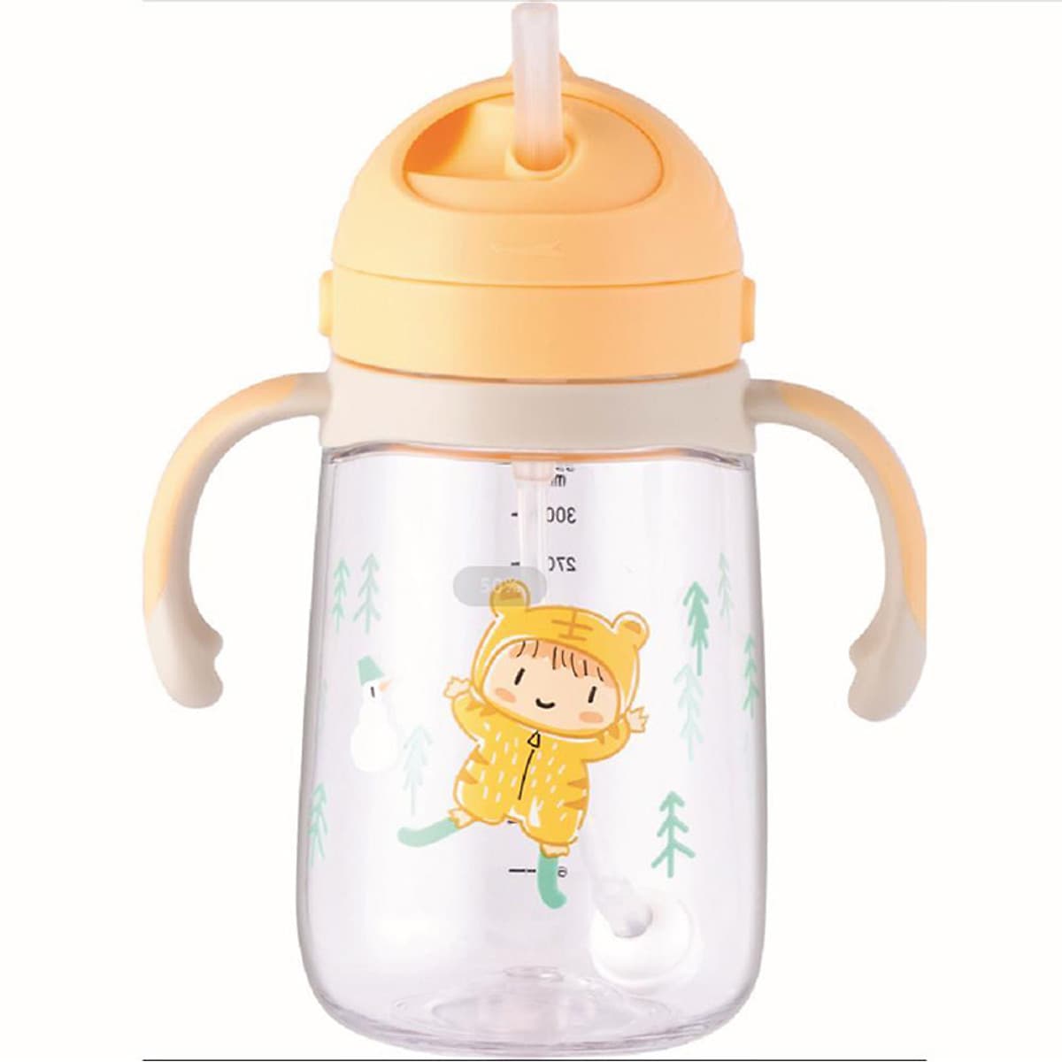 Bình tập uống nước cho bé Lock&Lock 240ml 350ml - Hàng chính hãng, chất liệu nhựa Tritan, có ống hút, có quai cầm, chống sặc, họa tiết ngẫu nhiên