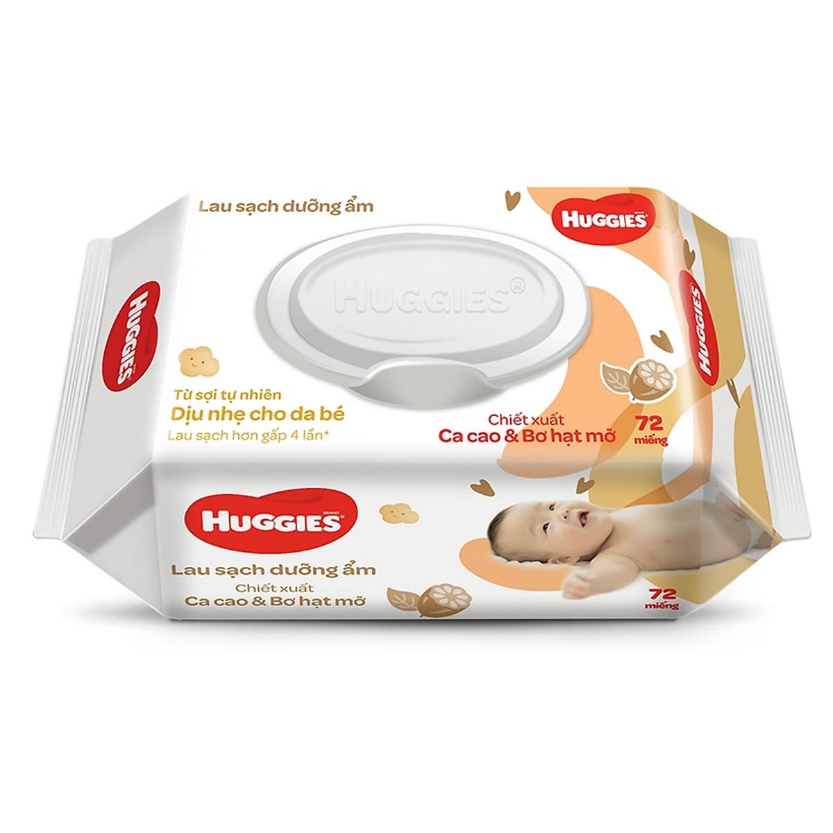 Khăn giấy ướt cho trẻ sơ sinh HUGGIES (Gói 72 tờ) - Chiết xuất Cao cao & Bơ hạt mỡ