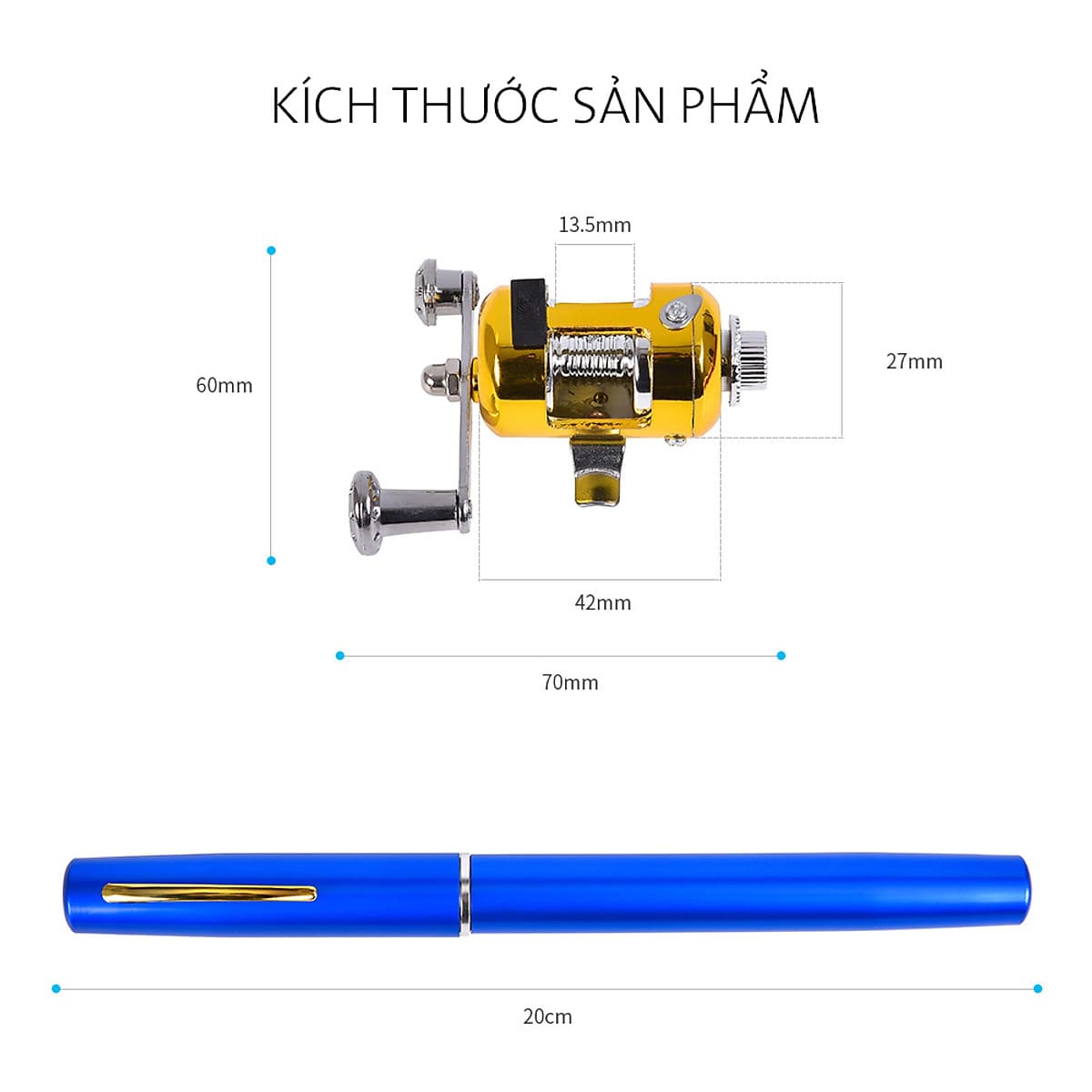 Cần câu cá, cần câu bút mini hàng chính hãng LEO 4515 2 chi tiết (máy câu ngang)
