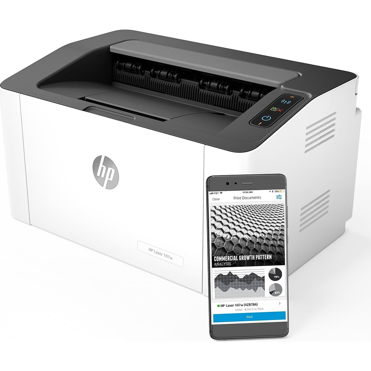 Máy in Laser trắng đen HP 107w Printer (In, Wifi, Trắng)_4ZB78A - Hàng Chính Hãng