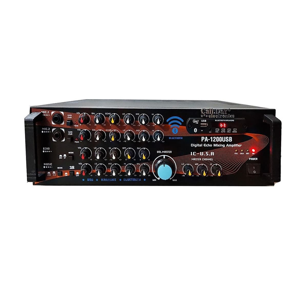 Amply Bluetooth 8 sò đại Toshiba - Ampli karaoke nghe nhạc gia đình Cali.D&Y PA-1200USB - Hàng chính hãng