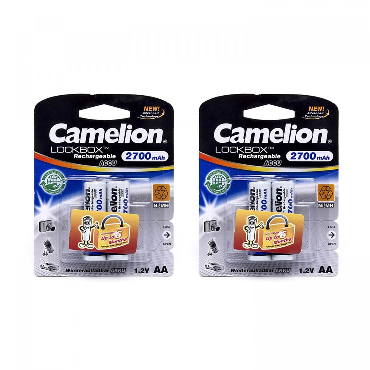 Bộ 4 Pin sạc AA Camelion Rechargeable 2700mAh - Hàng nhập khẩu