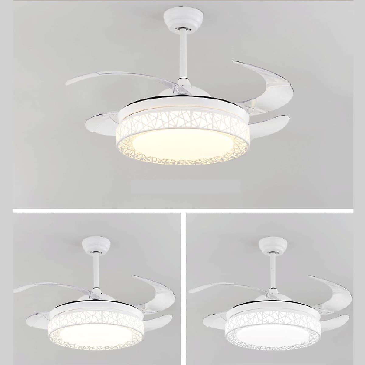 Quạt trần đèn trang trí phòng khách đẹp hiện đại - HLFAN865