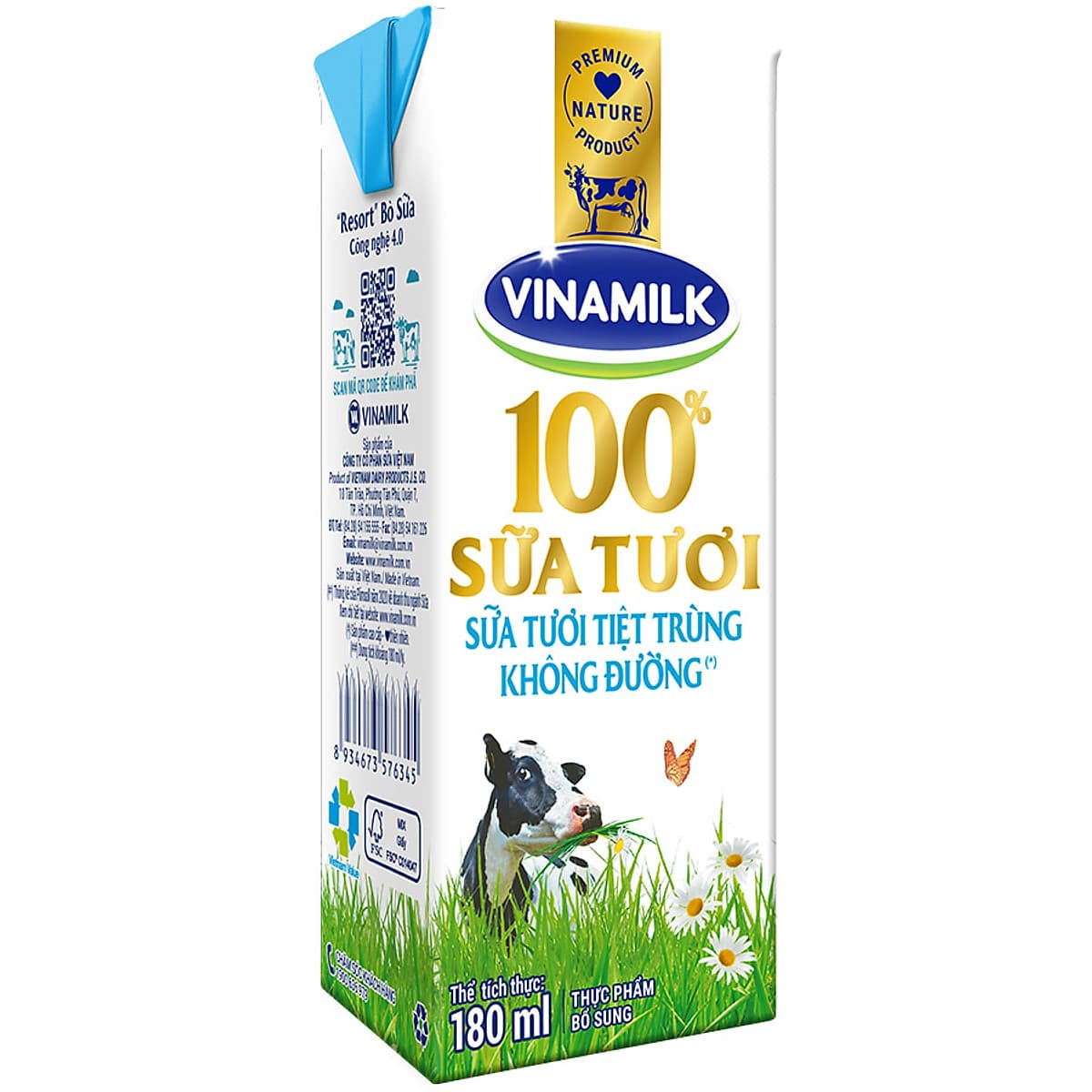 Thùng 48 Hộp Sữa Tươi Tiệt Trùng Vinamilk 100% Không Đường (180ml / Hộp)