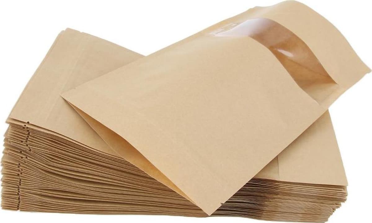 Túi Giấy 50x Đứng Lên Túi đựng Thực Phẩm Khóa Zip Bao Bì W / Window