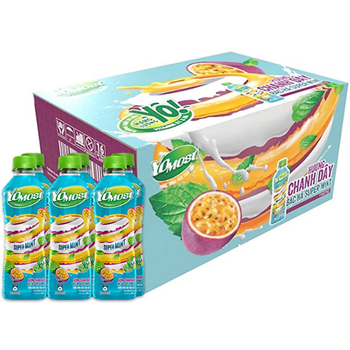Thùng 24 chai Yomost Sữa Trái Cây Chanh Dây Bạc Hà (270ml/Chai)