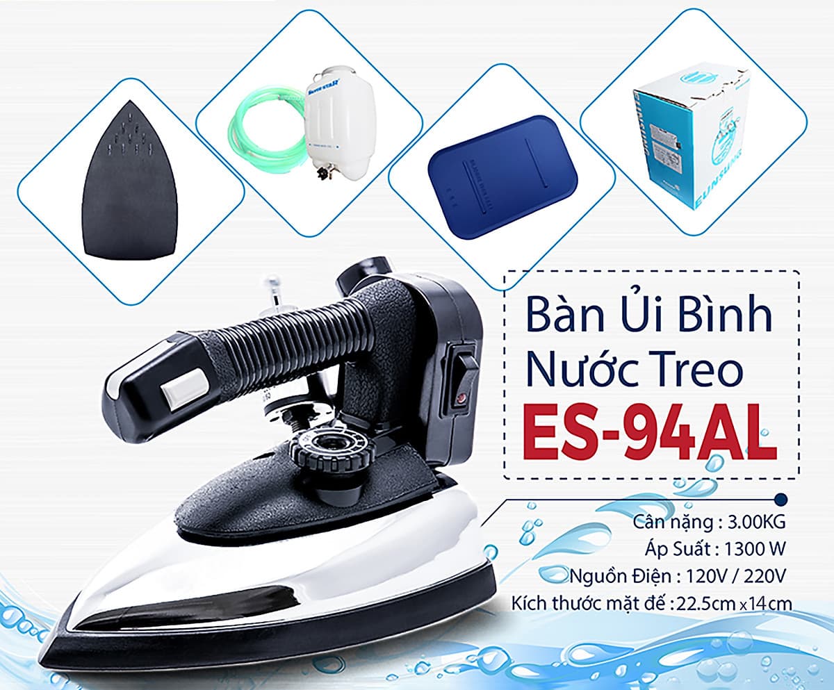 Bàn ủi hơi nước bình treo công nghiệp ES-94AL Silver Star - Hàng chính hãng