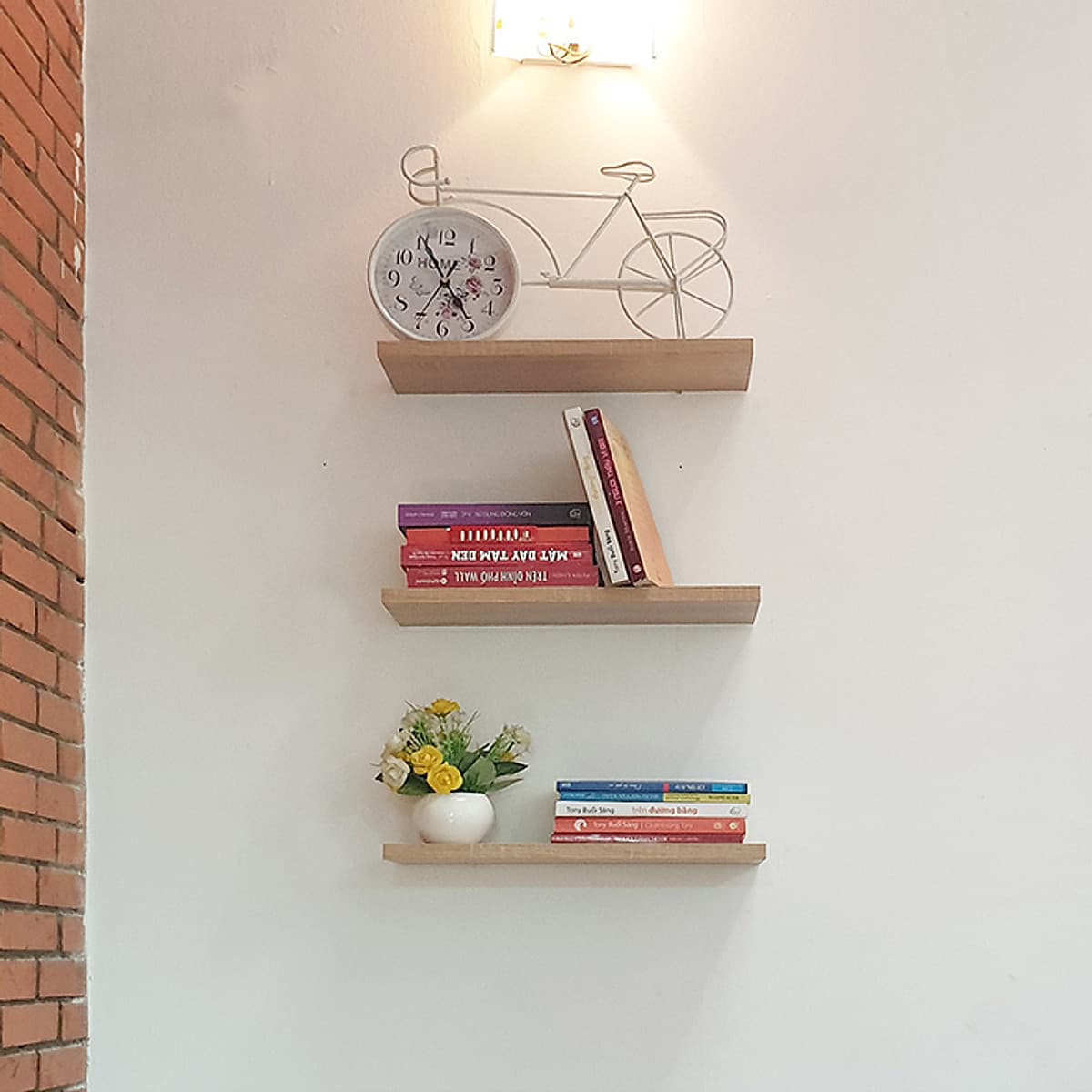 Bộ 3 Kệ Gỗ Trang Trí Treo Tường Giấu Chân 40cm x 15cm KT117  (Nhiều màu)