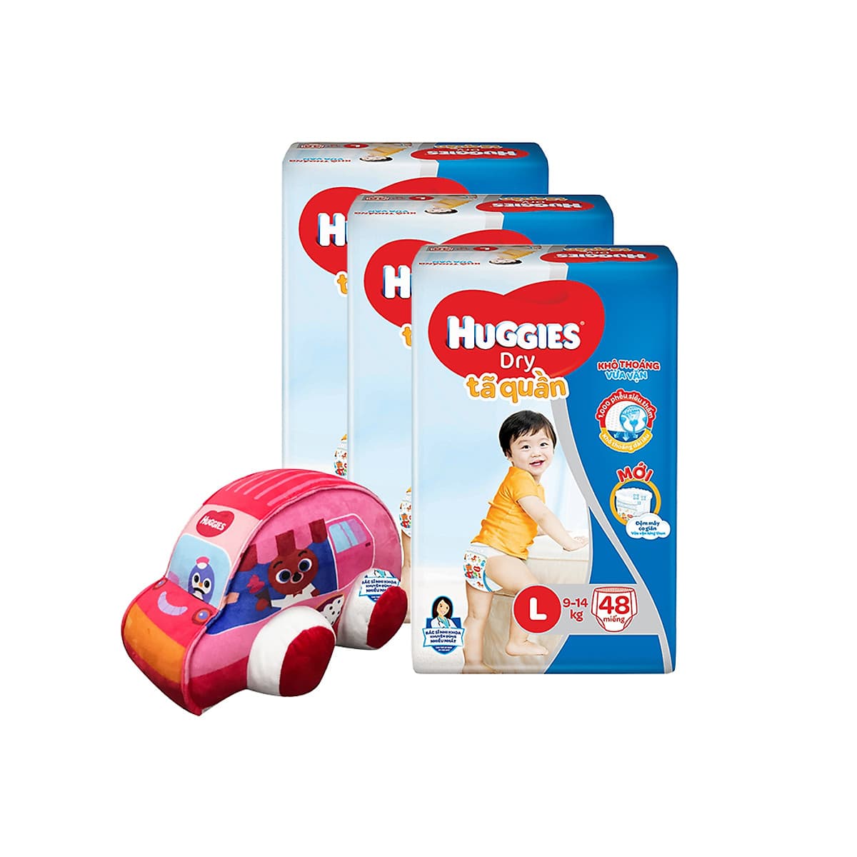 Combo 3 Tã quần HUGGIES DRY PANTS BIG JUMBO M54/L48/XL42/XXL38 [Tặng Xe bông]