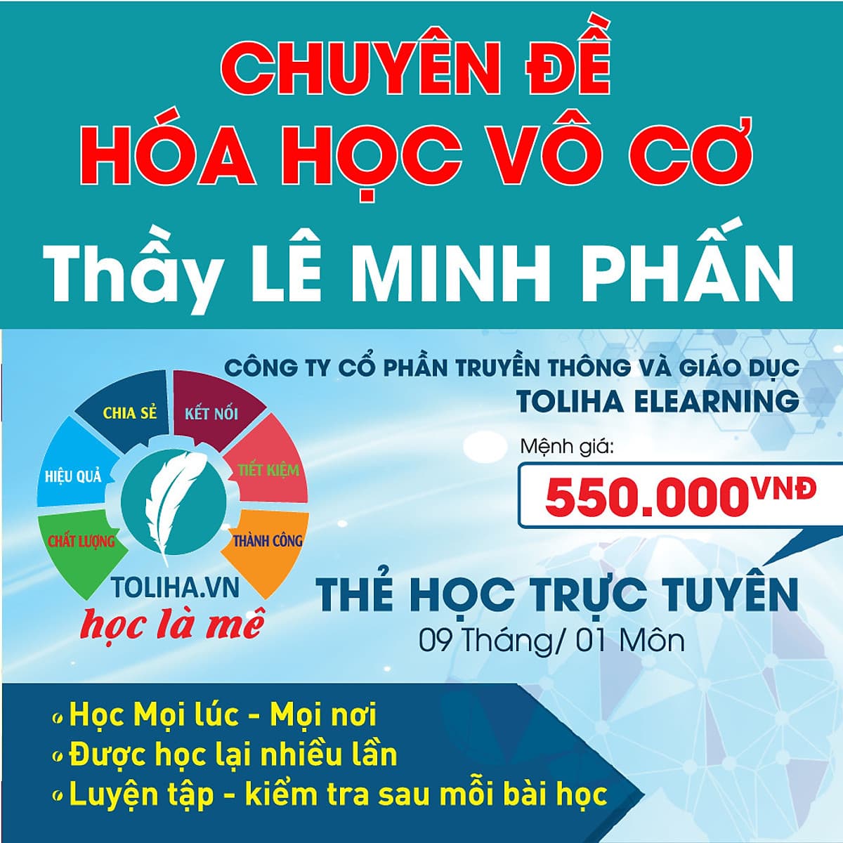 Khóa học CHUYÊN ĐỀ: HÓA HỌC VÔ CƠ - thầy Lê Minh Phấn - 09 tháng