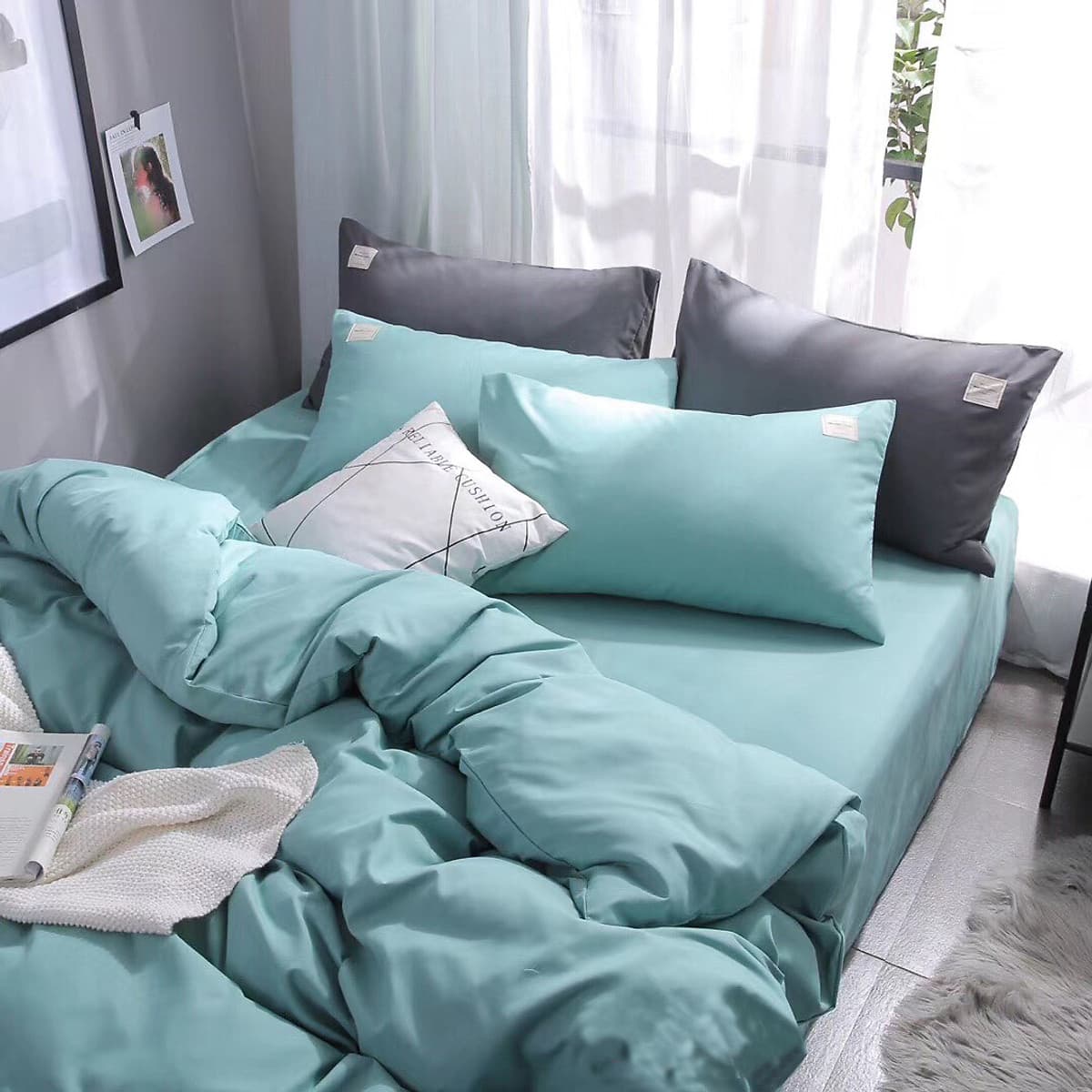 Bộ 4 món chăn ga gối cotton Tici cao cấp TC45 hàng đẹp (set gồm 1 ga, 1 chăn có khóa lồng được ruột, 2 vỏ gối)