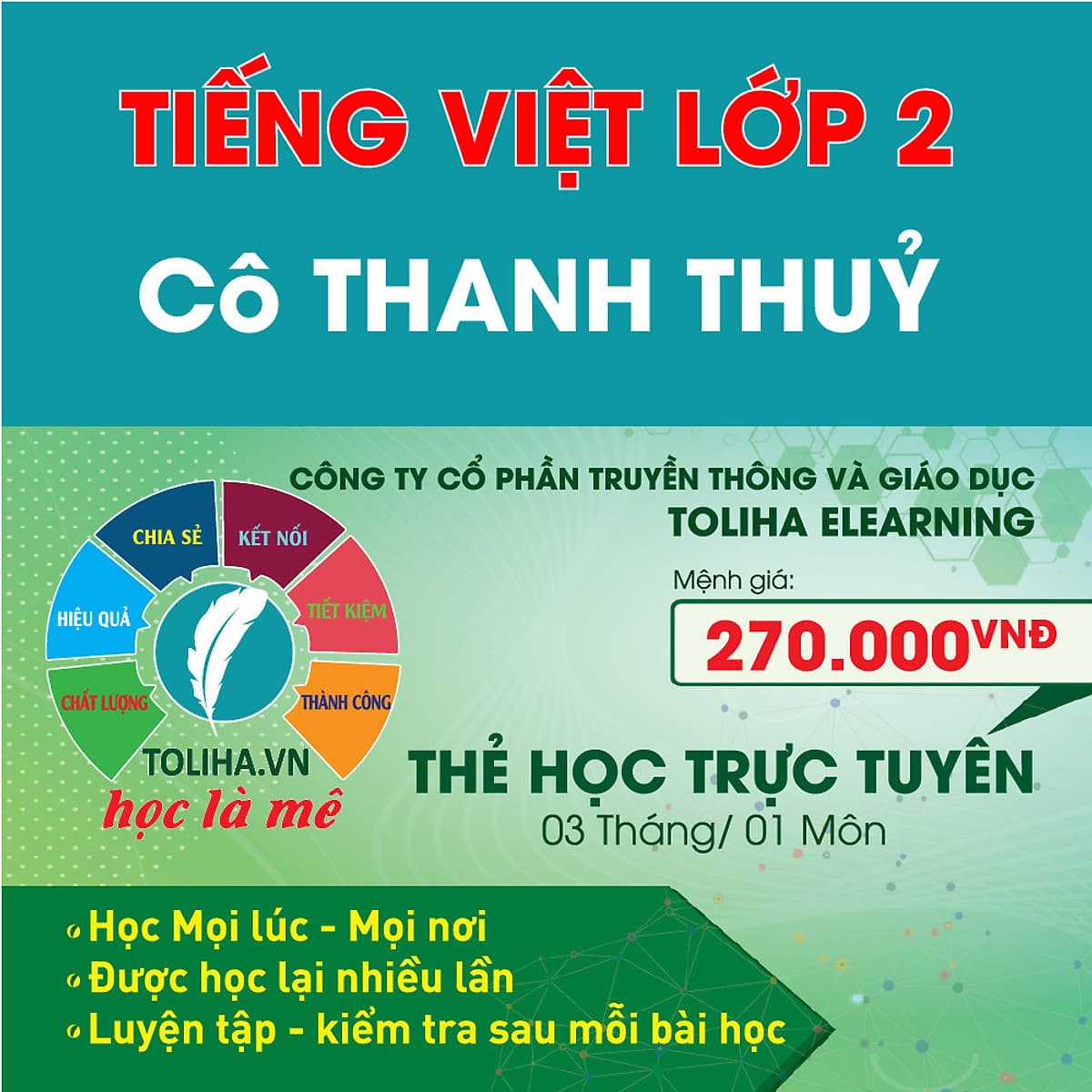Khóa học TIẾNG VIỆT LỚP 2 cô Thanh Thủy - 03 tháng