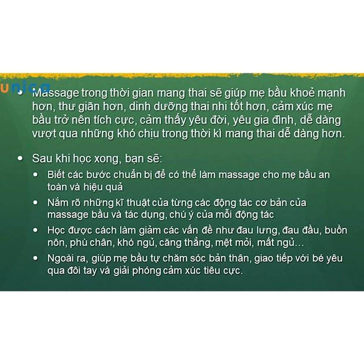  Khóa học MẸ BẦU- Massage dành cho mẹ bầu cùng chuyên gia Bác sĩ Lê Hải- [UNICA.VN