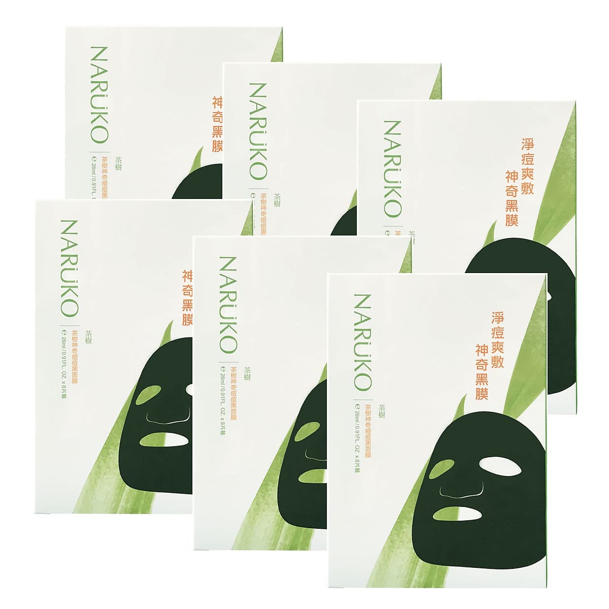 Combo 5 HỘP TẶNG 1 HỘP mặt nạ NARUKO tràm trà hỗ trợ điều trị mụn thần kỳ Phiên bản Đài Loan (8 miếng/ hộp)
