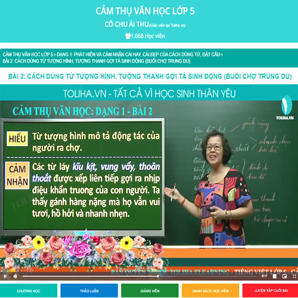 Khóa học CẢM THỤ VĂN HỌC LỚP 5 cô Chu Ái Thu - 06 tháng