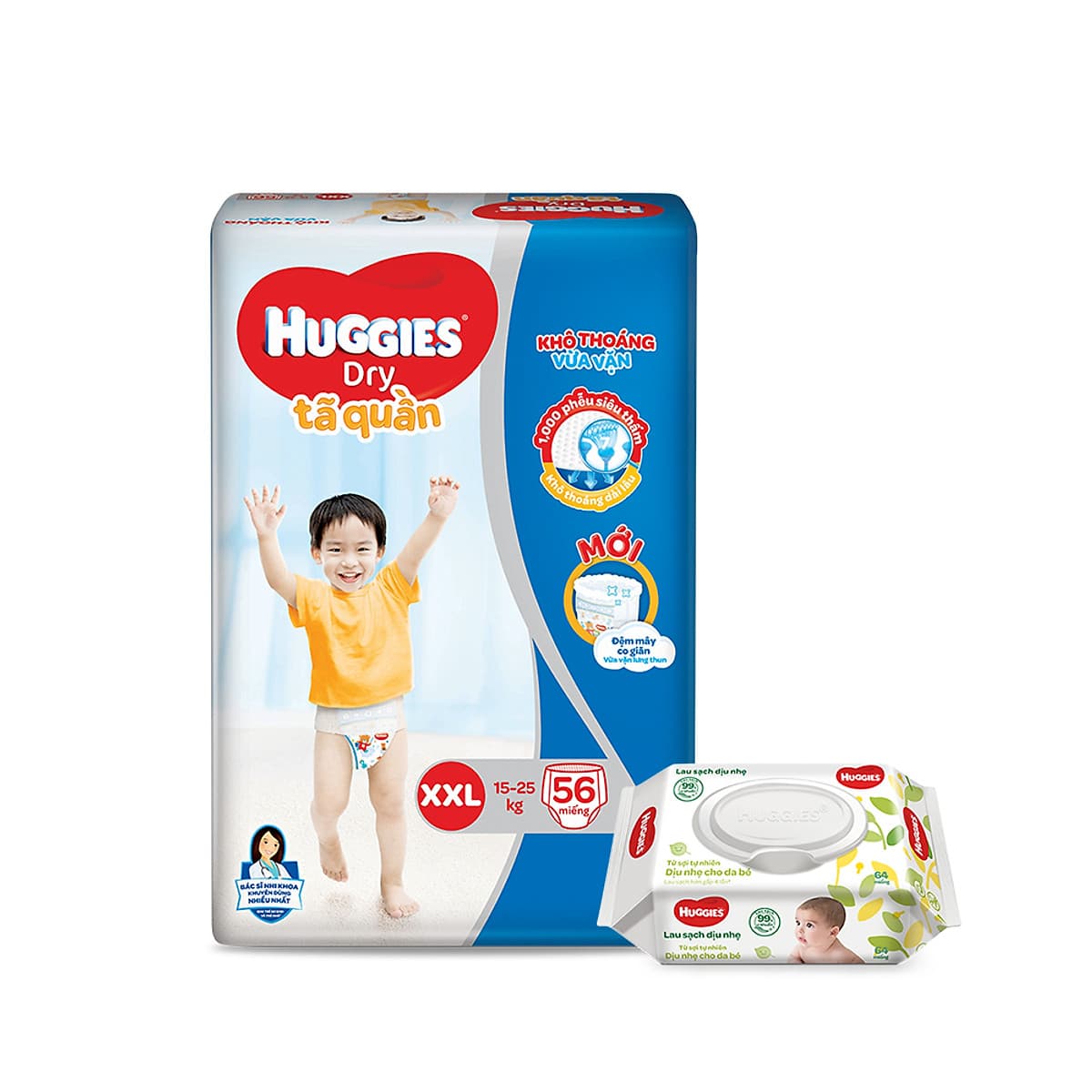 Tã quần Huggies Super Jumbo M74 - L68 - XL62 - XXL56 [Tặng khăn ướt 64 tờ] 
