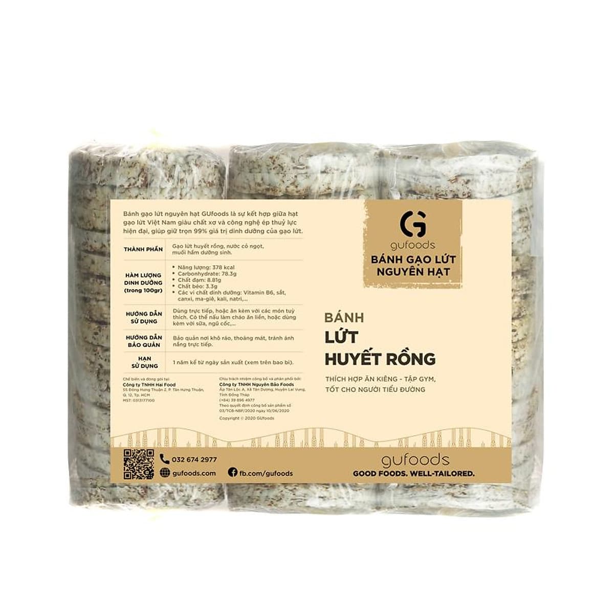 Combo 2 Bánh ăn kiêng gạo lứt GUfoods (mỗi gói 500g)