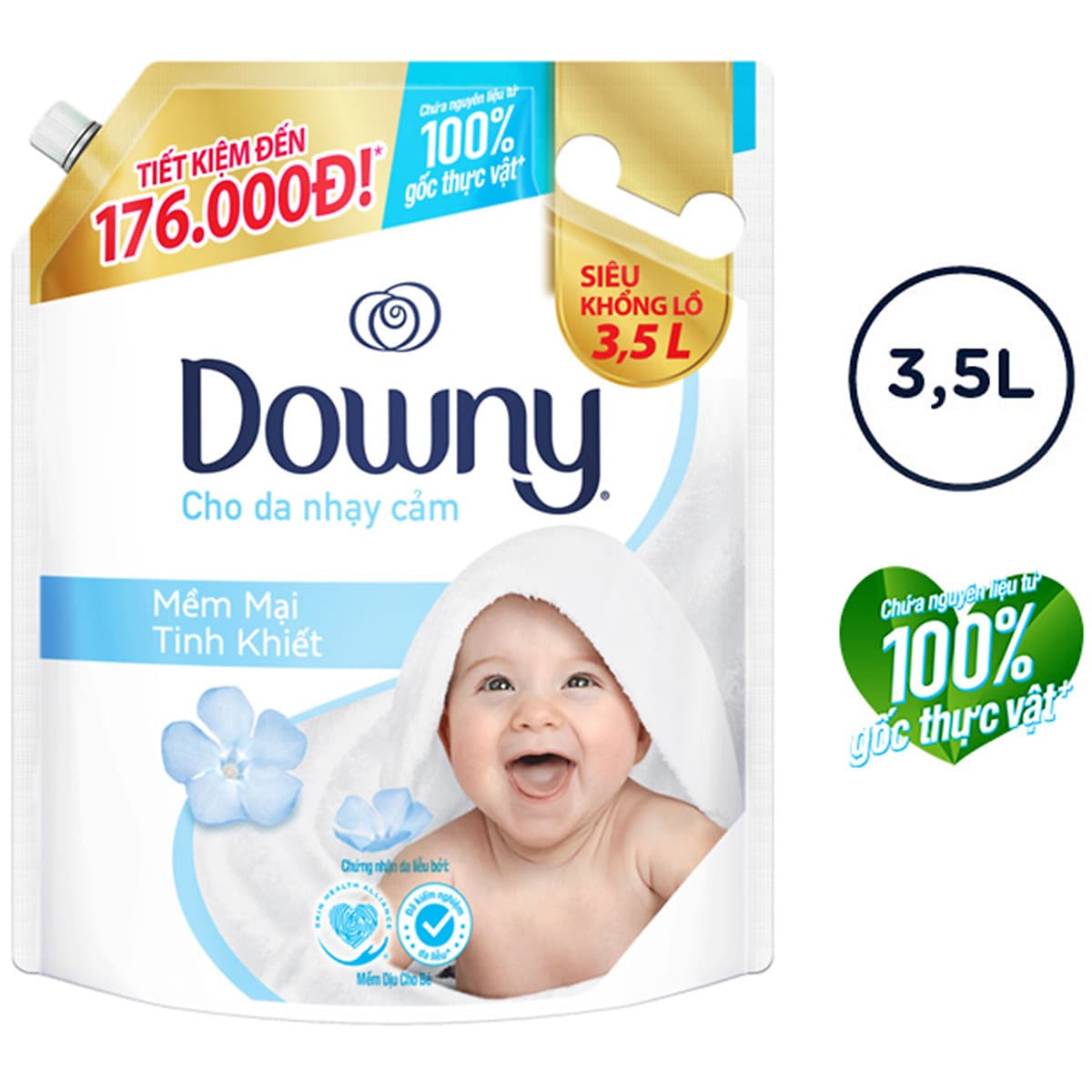 Nước Xả Vải Downy Mềm Mại Tinh Khiết (3.5L/ Túi) 