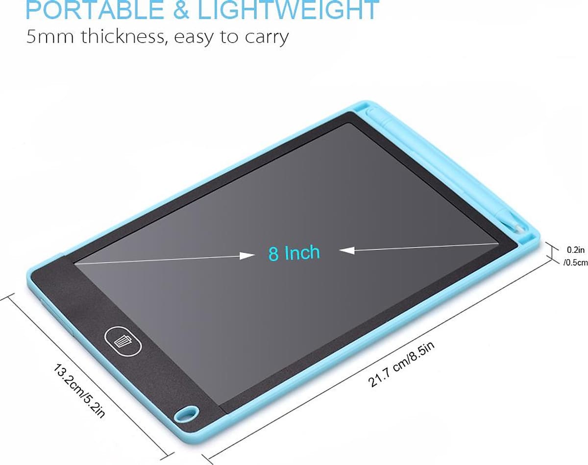 Portable 8 Inch LCD Writing Tablet Ultra-thin Electronic Drawing Board Reusable Handwriting Pad with Stylus Pen Erase