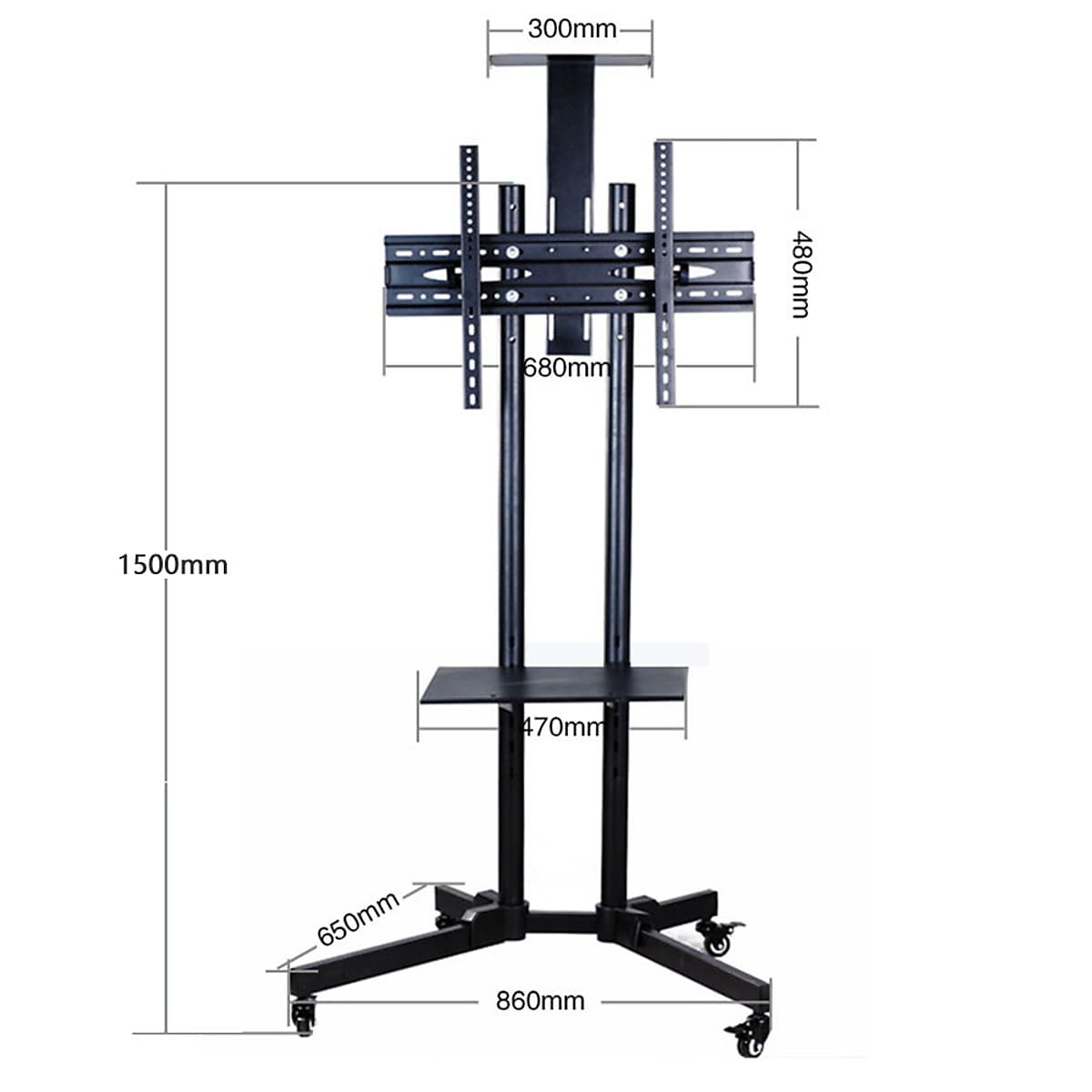 Giá treo tivi di động DK1500 dùng cho tivi 32-65 inch, màu đen, sơn tĩnh điện siêu bền