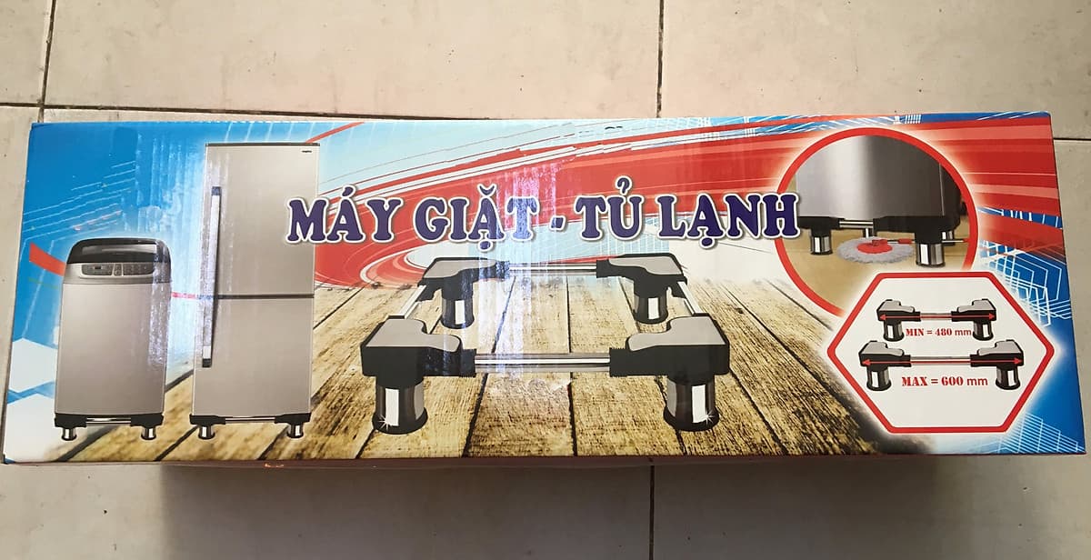 Chân kê tủ lạnh máy giặt đa năng 48cm đến 60cm INOX dày 1mm  Hàng Chính Hãng