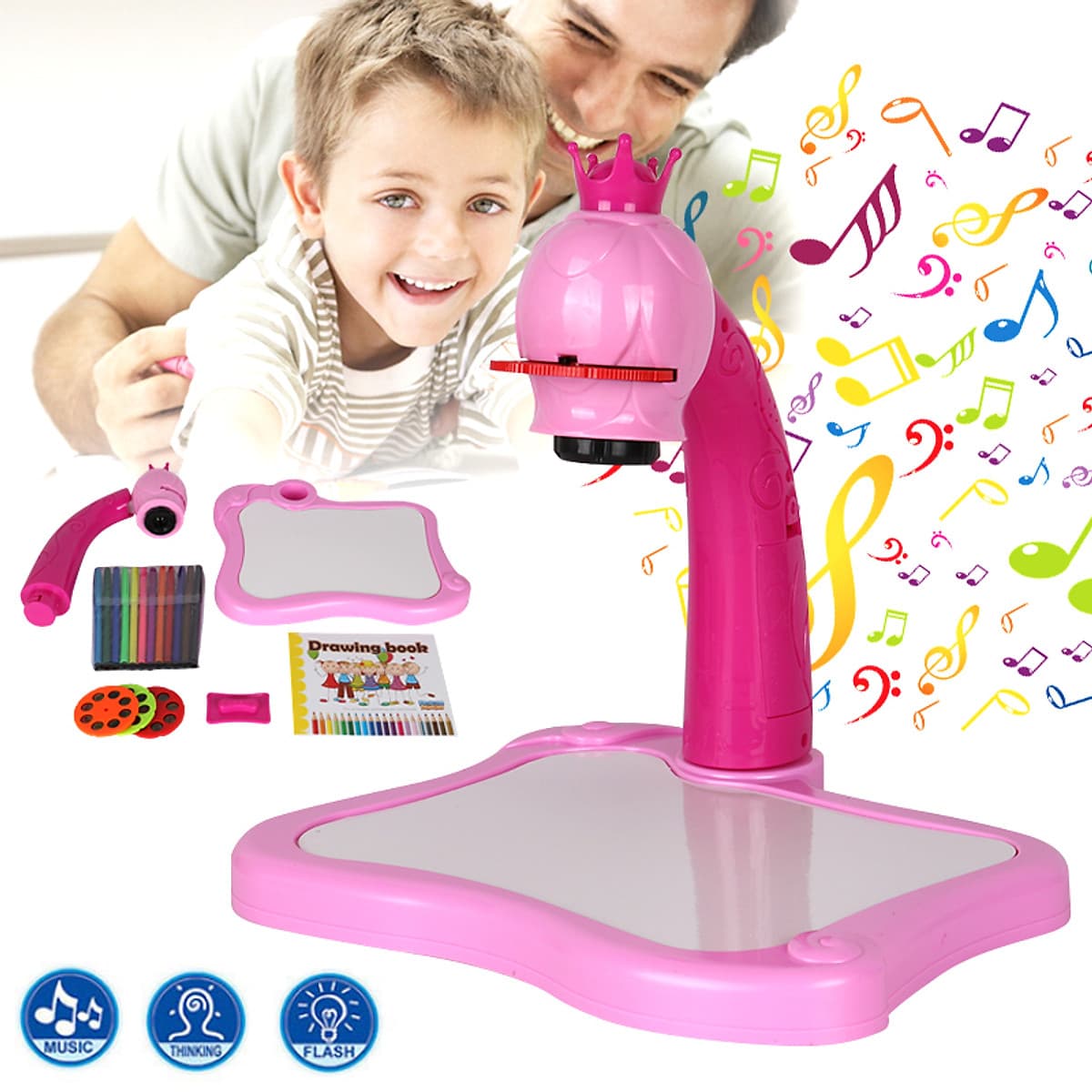 Đồ Chơi Máy Chiếu Nhân Vật Hoạt Hình Và Bộ Vẽ Cho Bé