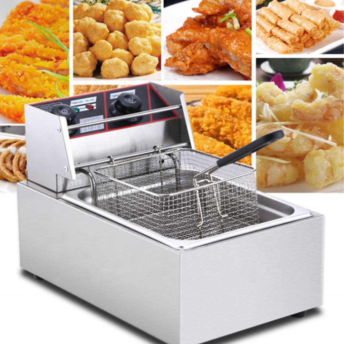 Bếp Chiên Nhúng Điện Cao Cấp ABG Dung Tích 6L, Ngăn Chứa Dầu Có Van Xả , Dùng Để Chiên Thức Ăn - Hàng Chính Hãng 